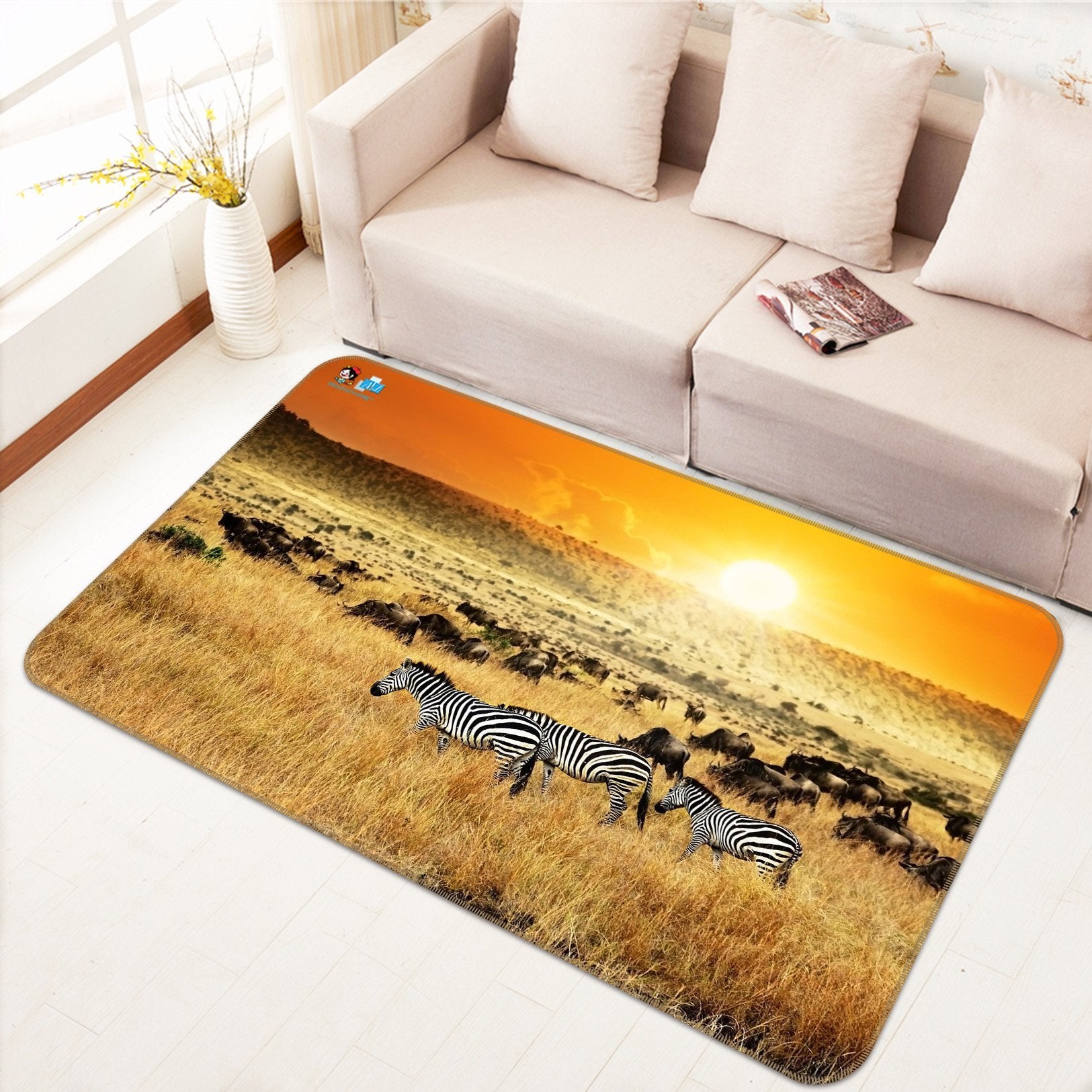 3D Sunset Zebra 399 Non Slip Rug Mat Mat AJ Creativity Home 