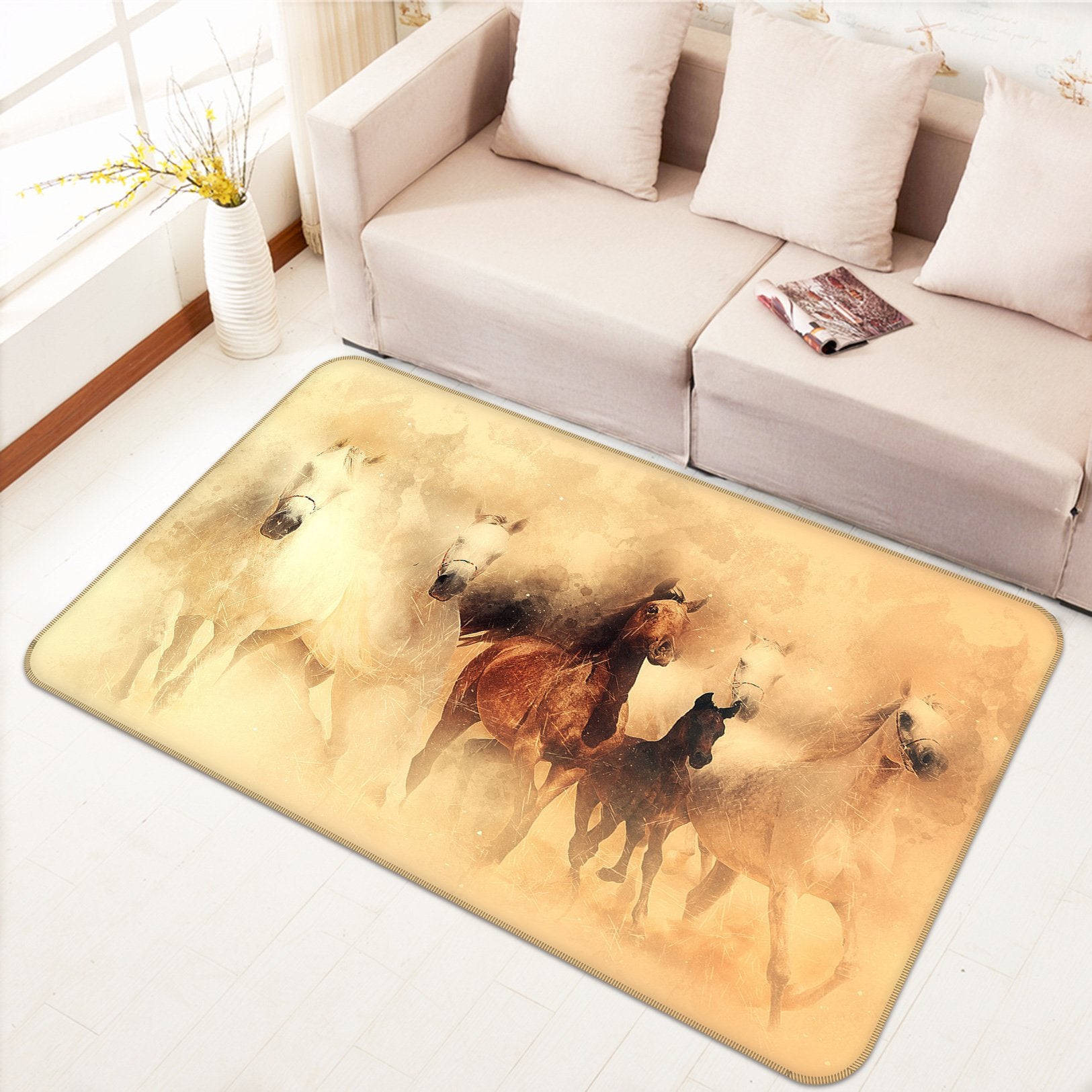 3D Horse Running 600 Animal Non Slip Rug Mat Mat AJ Creativity Home 