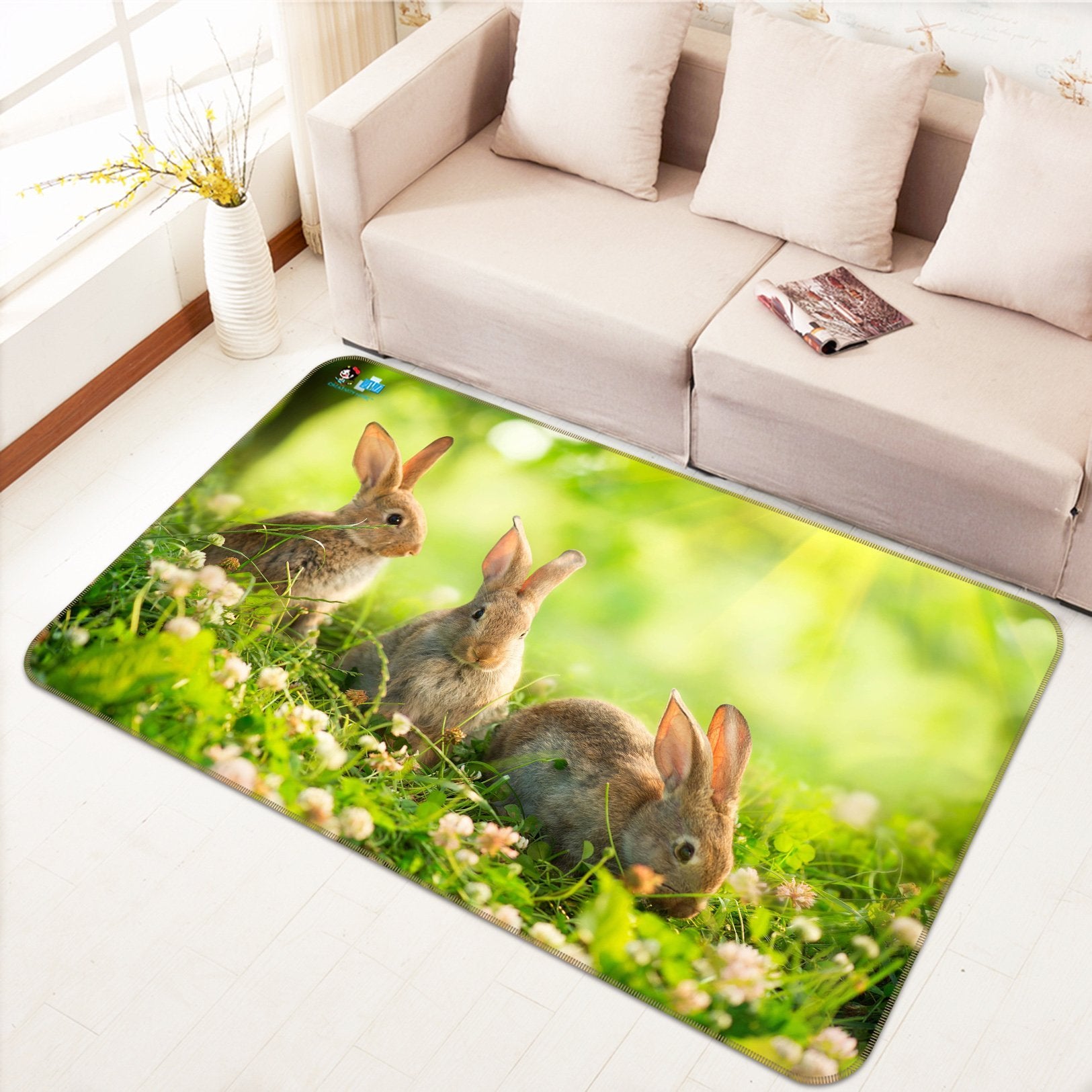 3D Rabbit Grazing 542 Non Slip Rug Mat Mat AJ Creativity Home 