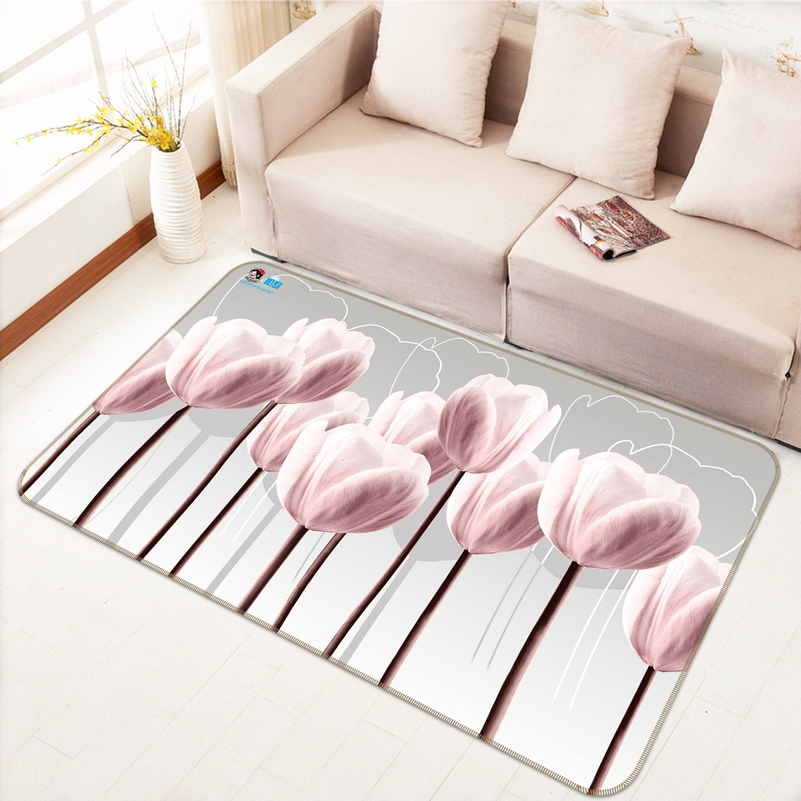 3D Pink Tulip 624 Non Slip Rug Mat Mat AJ Creativity Home 