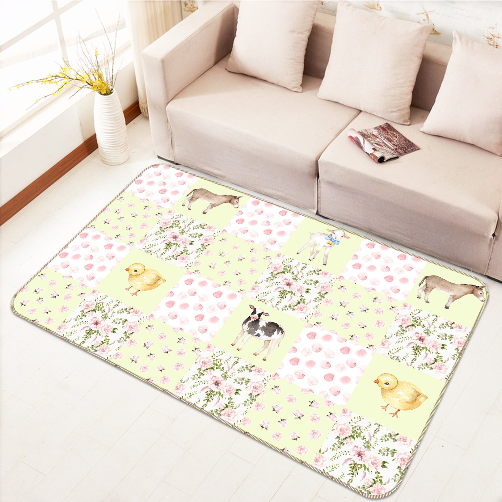 3D Horse Sheep Cow 012 Uta Naumann Rug Non Slip Rug Mat