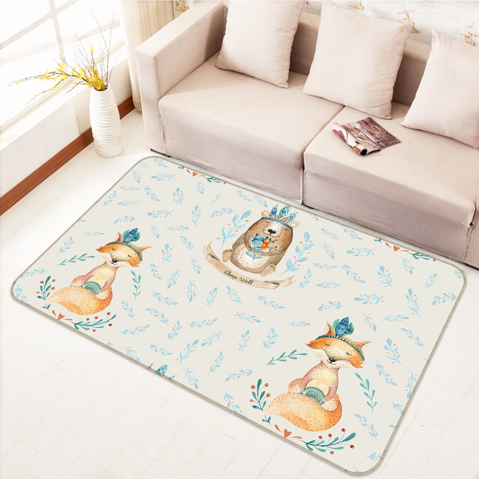 3D Fox Feather 016 Uta Naumann Rug Non Slip Rug Mat