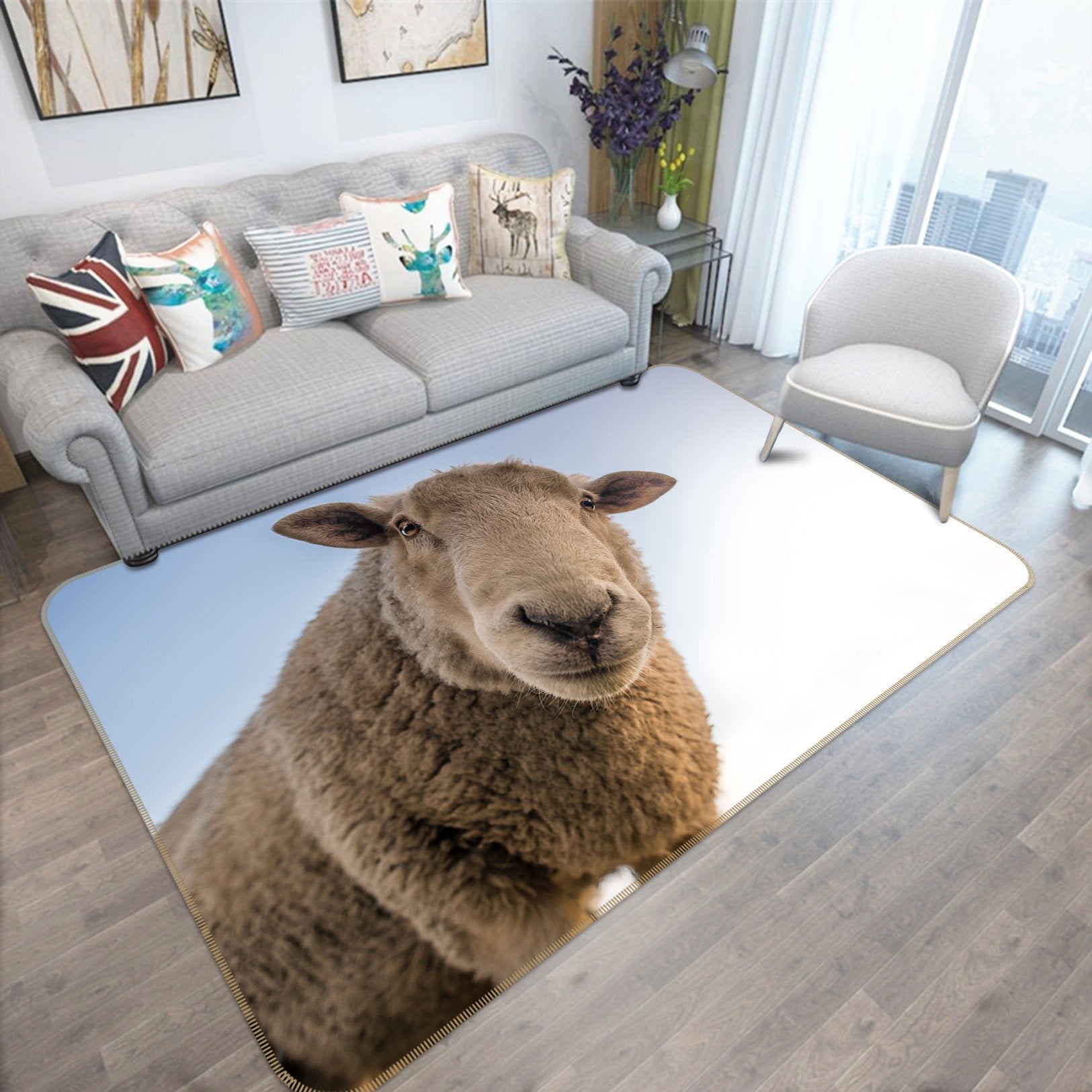 3D Sheep Head 628 Animal Non Slip Rug Mat Mat AJ Creativity Home 