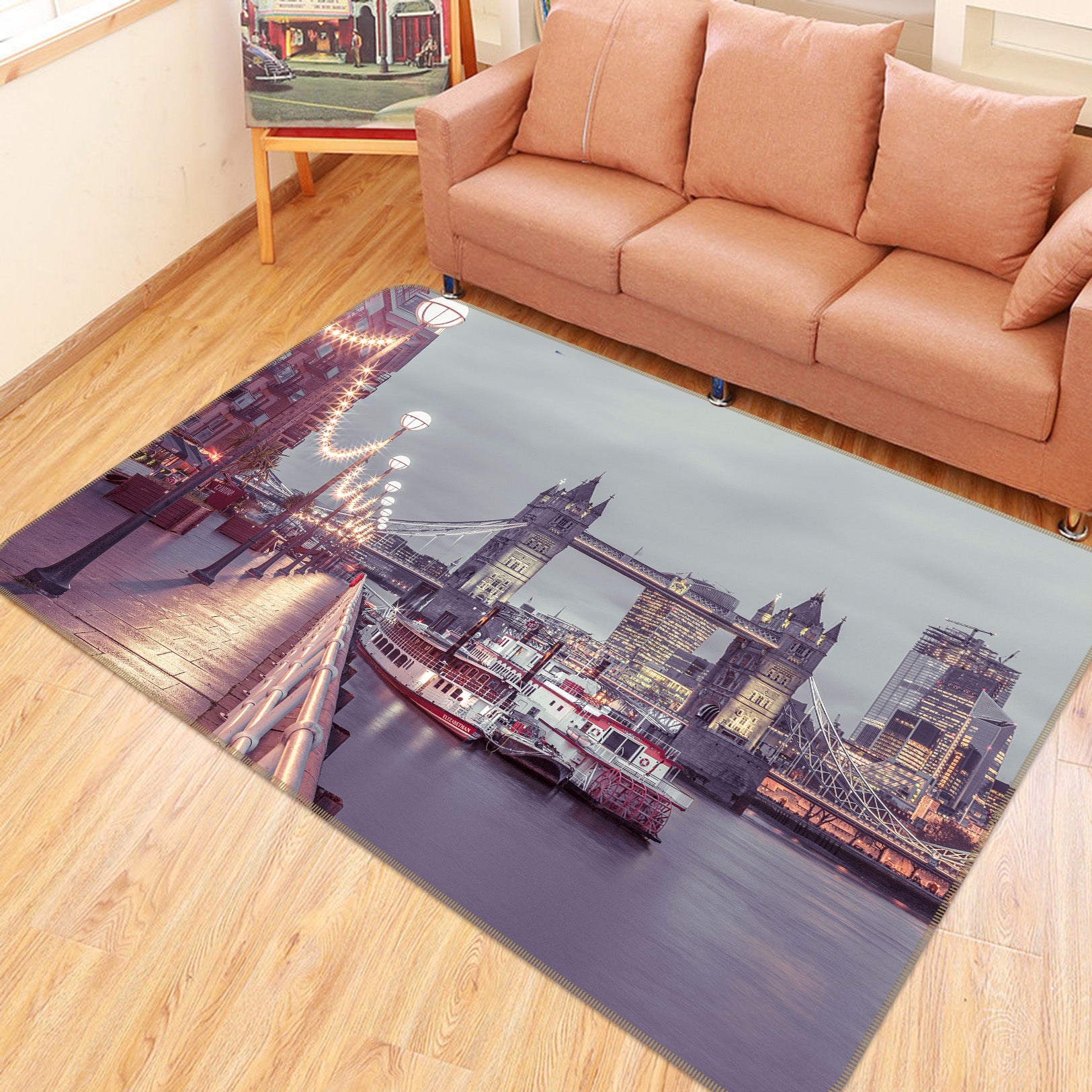 3D City Boat 143 Assaf Frank Rug Non Slip Rug Mat