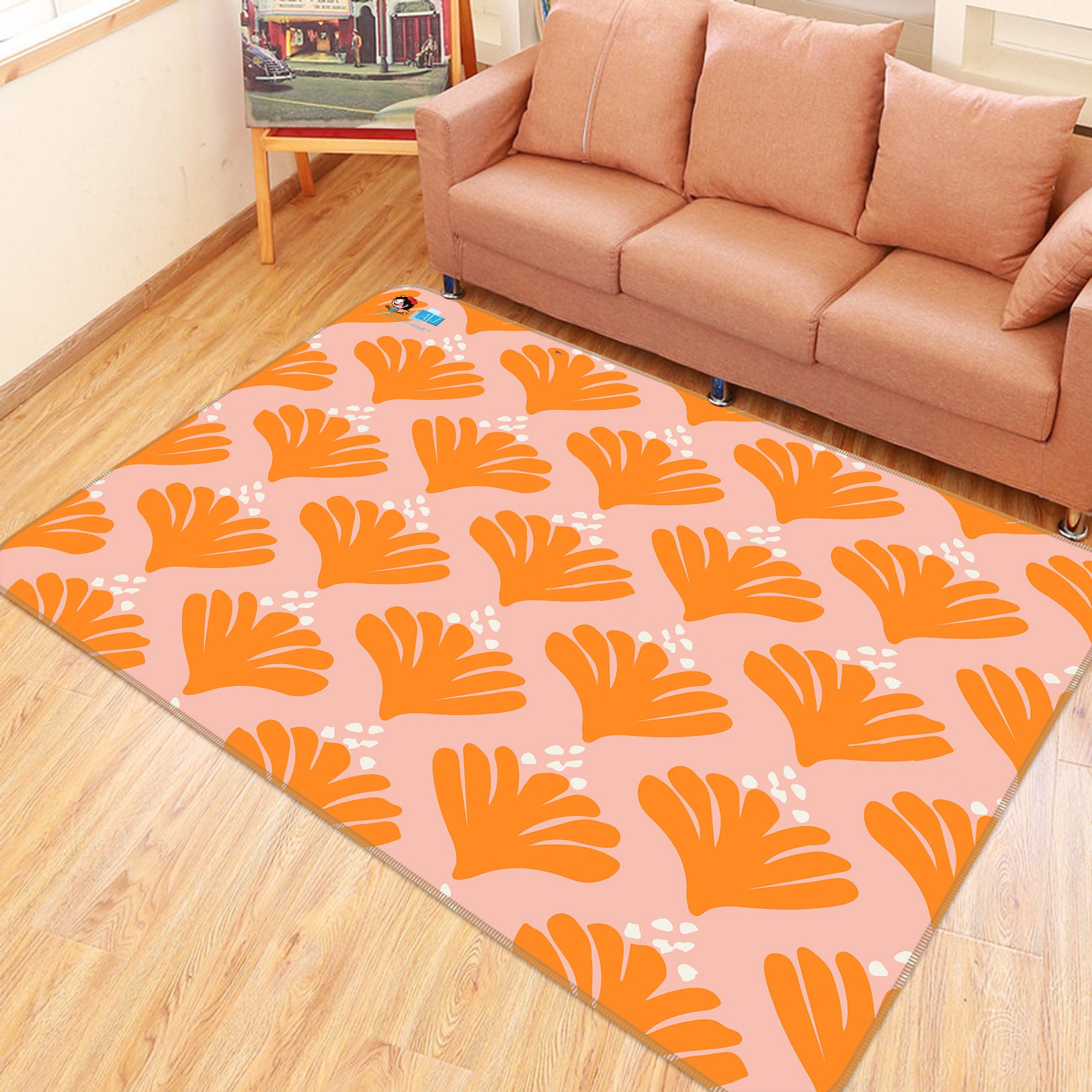 3D Orange Fan Pattern 10765 Kashmira Jayaprakash Rug Non Slip Rug Mat