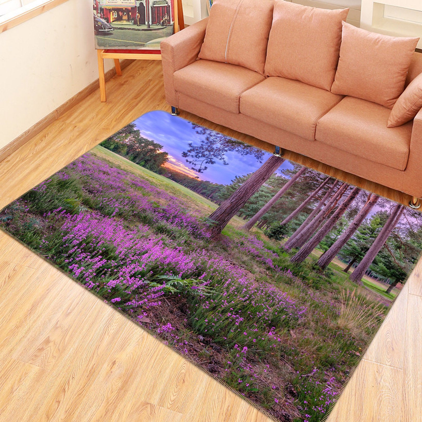 3D Purple Flower 148 Assaf Frank Rug Non Slip Rug Mat