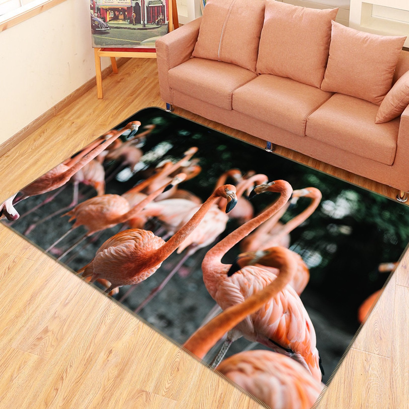 3D Flamingo Singing 585 Animal Non Slip Rug Mat Mat AJ Creativity Home 