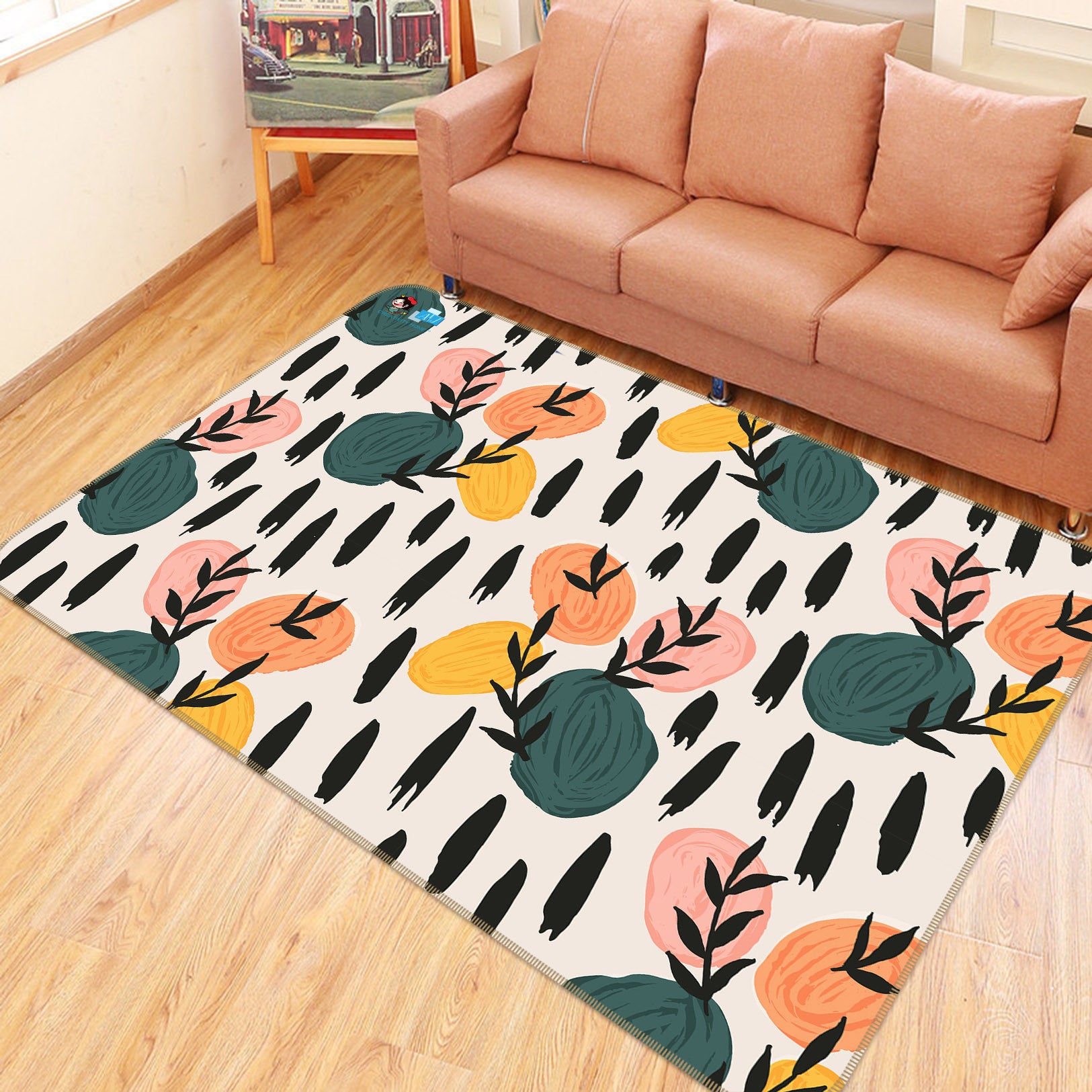 3D Colorful Flowers Leaves 10796 Kashmira Jayaprakash Rug Non Slip Rug Mat