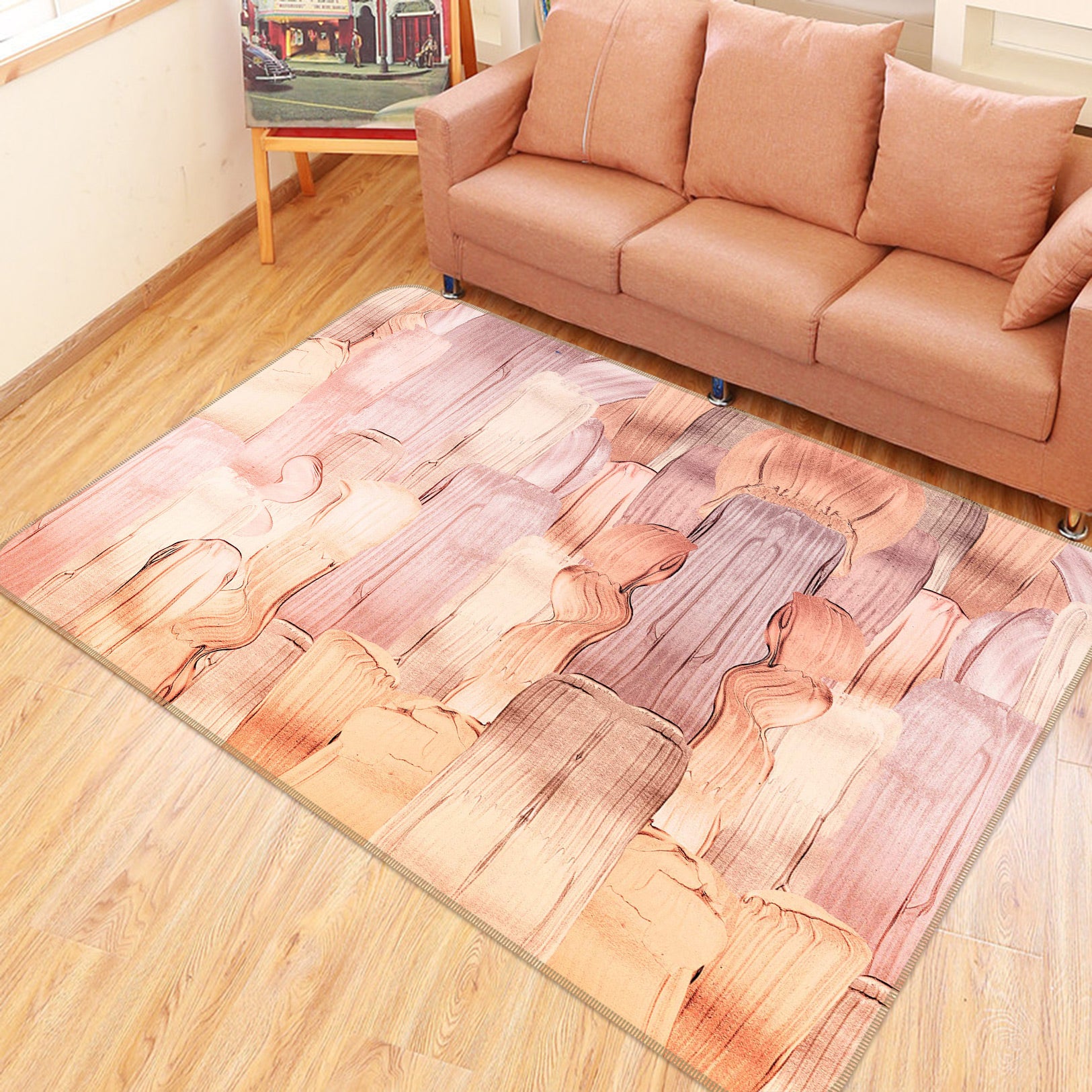 3D Pink Paint 056 Uta Naumann Rug Non Slip Rug Mat