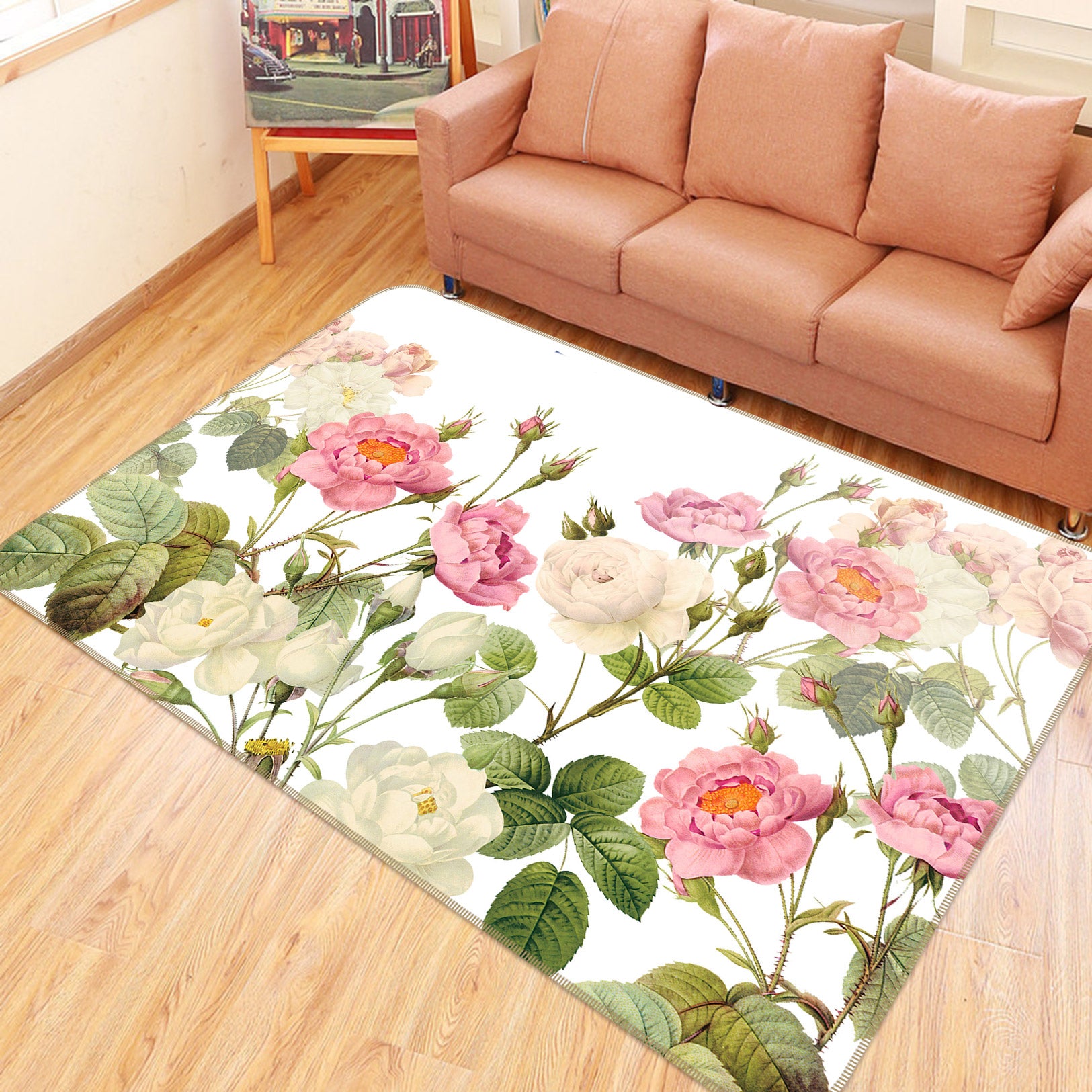 3D Red Bright Peony 073 Uta Naumann Rug Non Slip Rug Mat