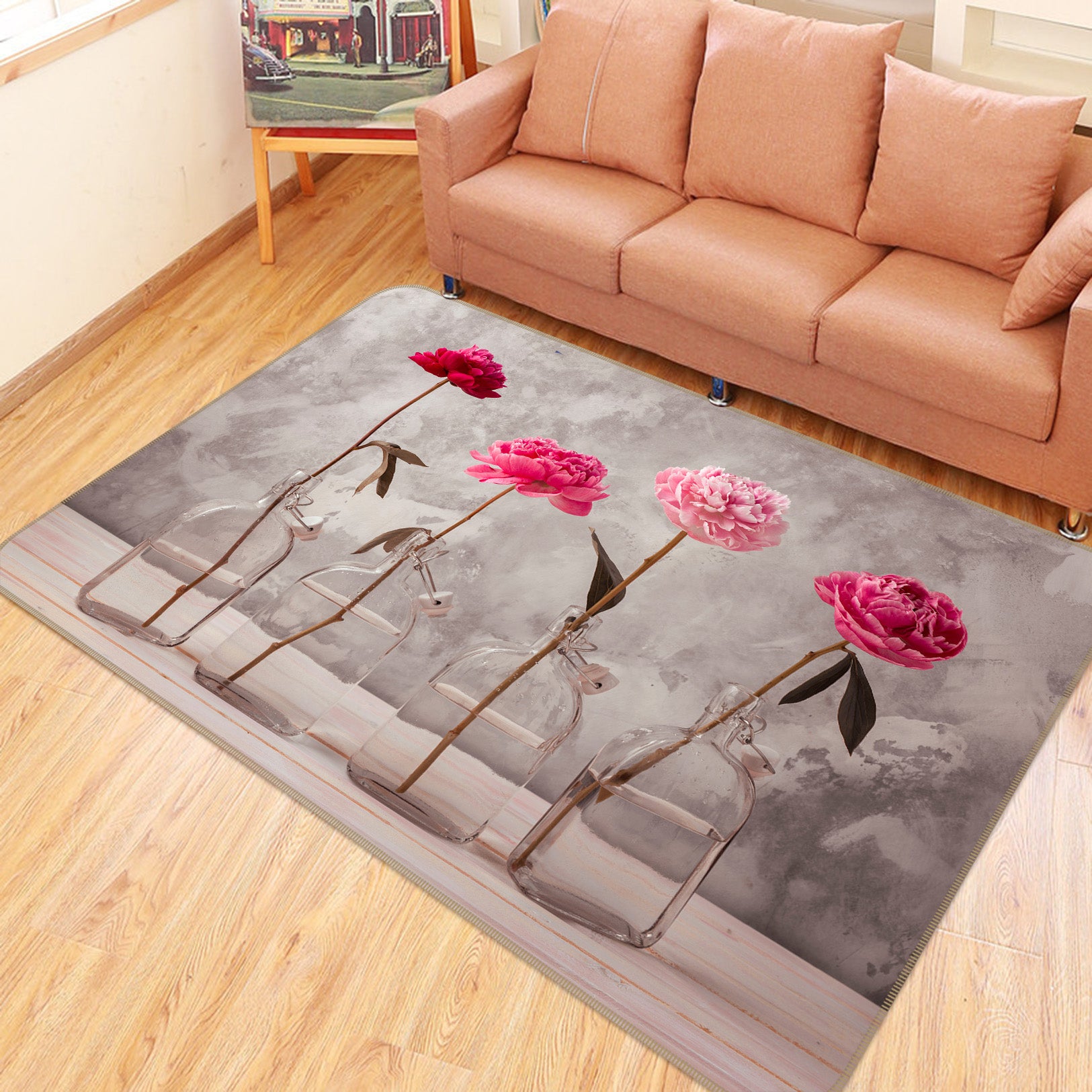 3D Planting Peonies 127 Assaf Frank Rug Non Slip Rug Mat