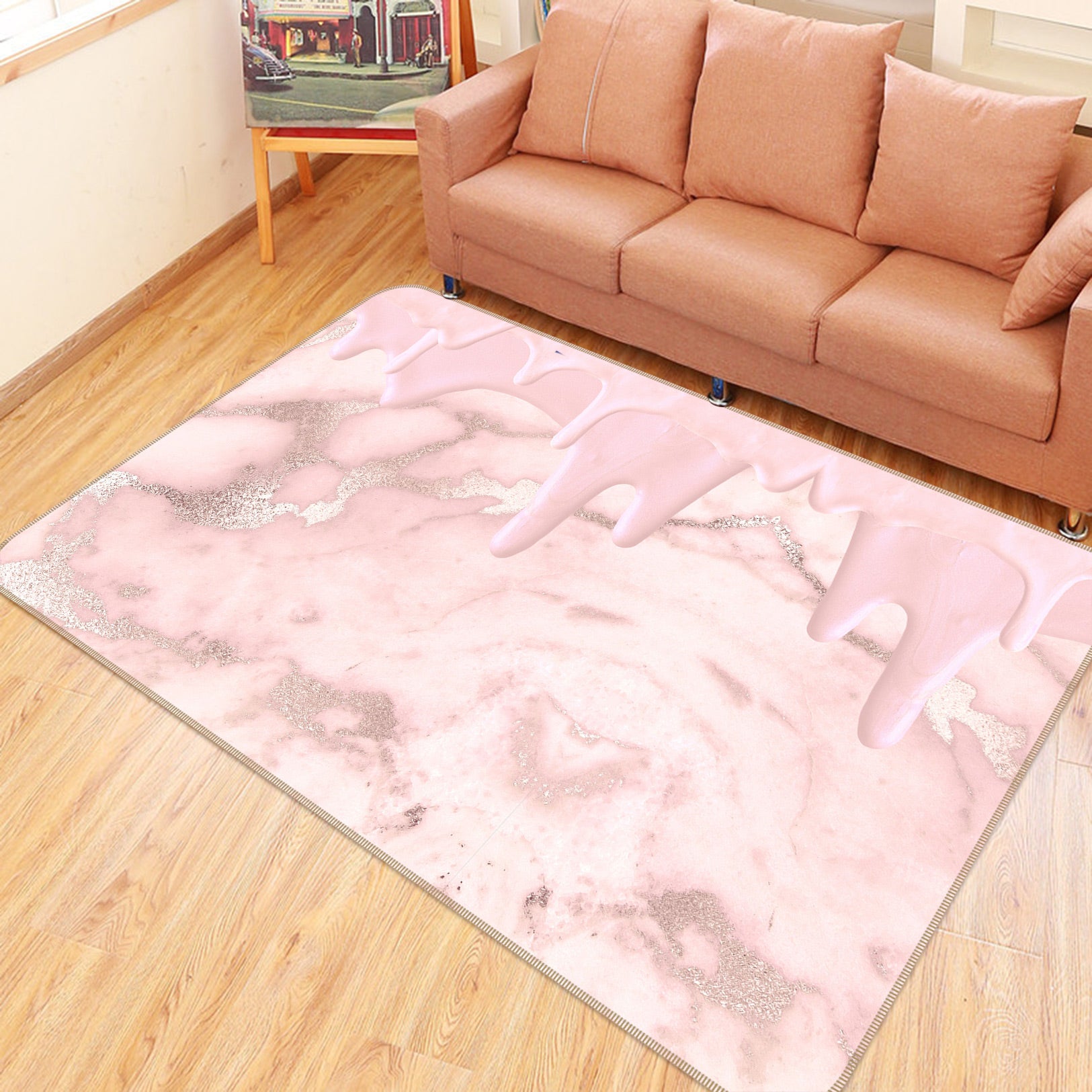 3D Pink Painting 057 Uta Naumann Rug Non Slip Rug Mat