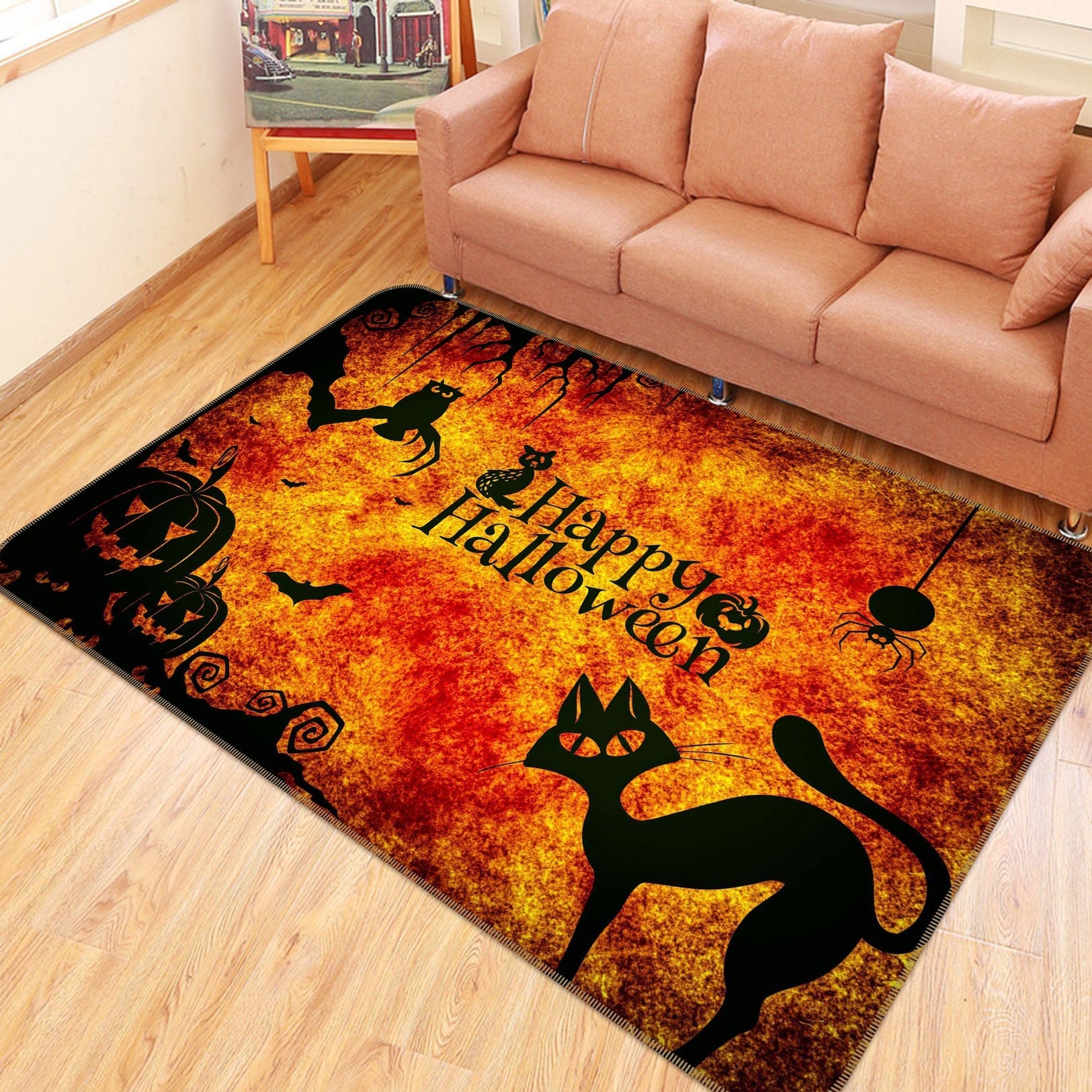 3D Pumpkin Owl Cat 215 Halloween Non Slip Rug Mat Mat AJ Creativity Home 