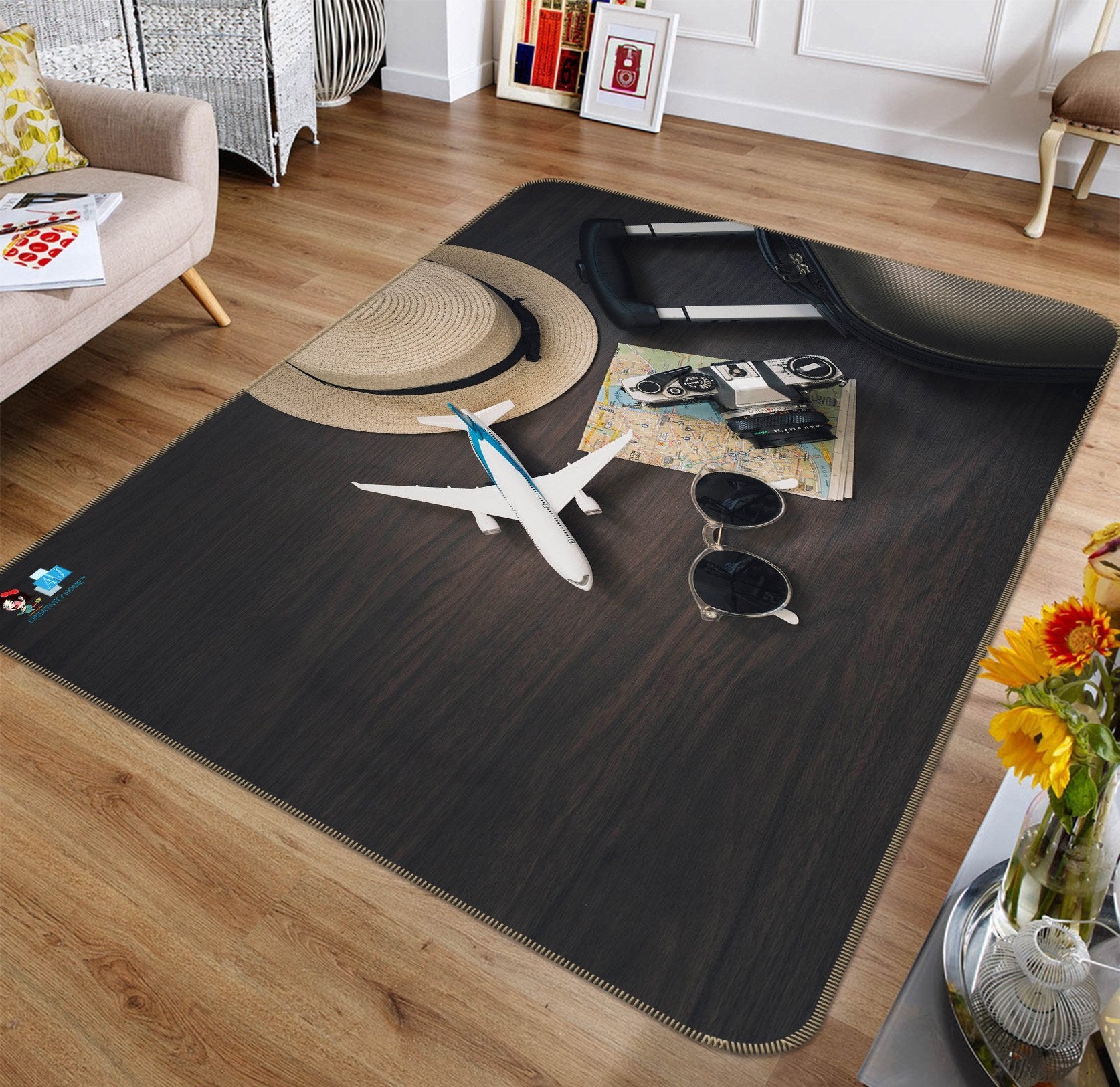 3D Hat Plane 205 Non Slip Rug Mat Mat AJ Creativity Home 