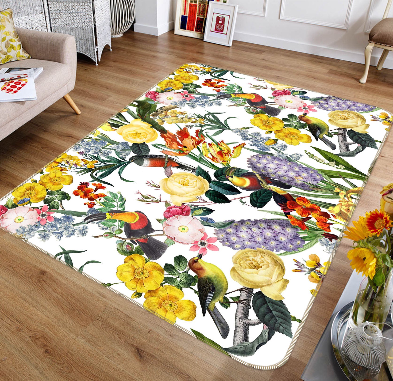 3D Painted Flowers 138 Uta Naumann Rug Non Slip Rug Mat