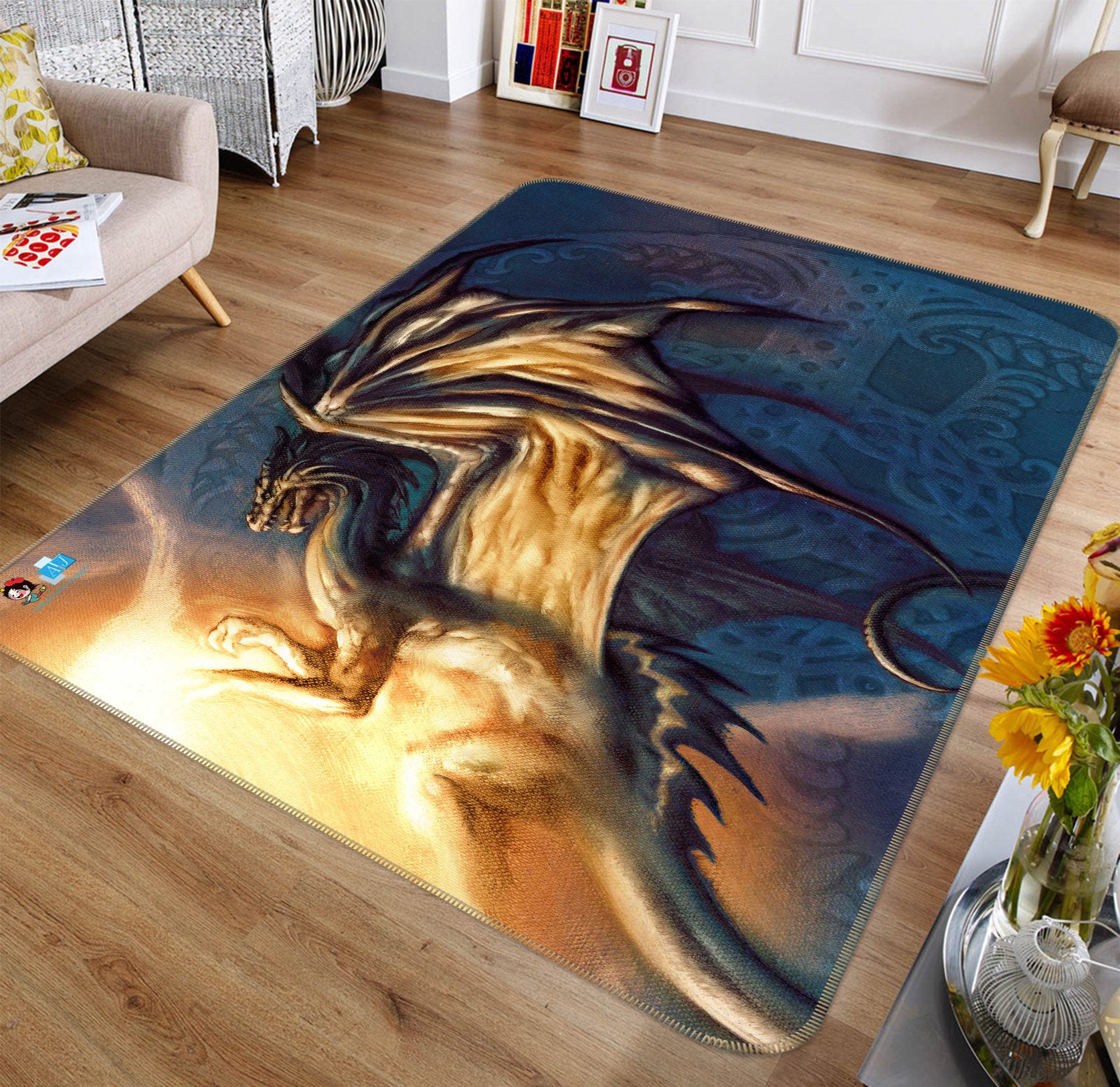 3D Dragon 5171 Ciruelo Rug Non Slip Rug Mat