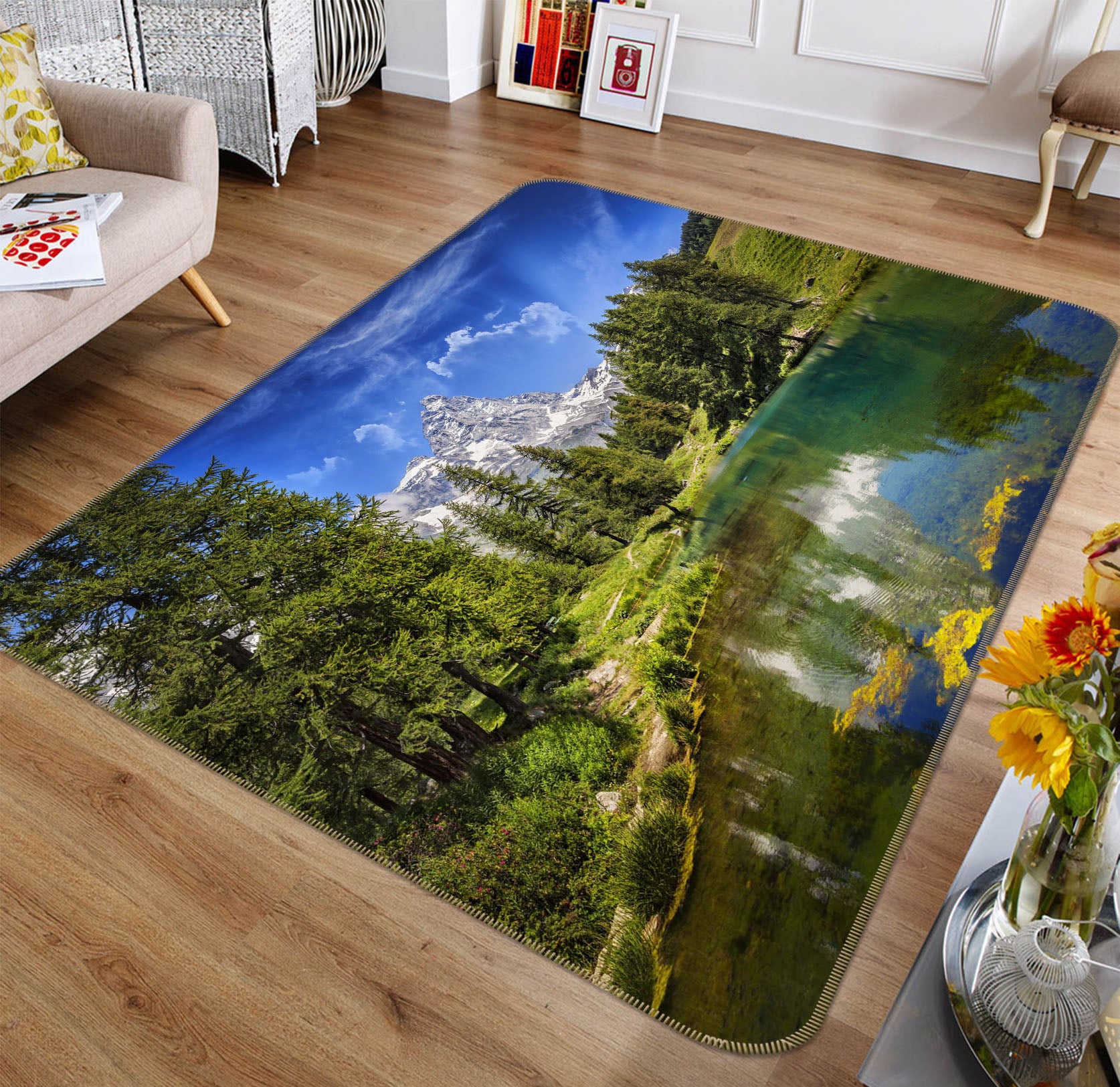 3D Forest Lake 1064 Marco Carmassi Rug Non Slip Rug Mat