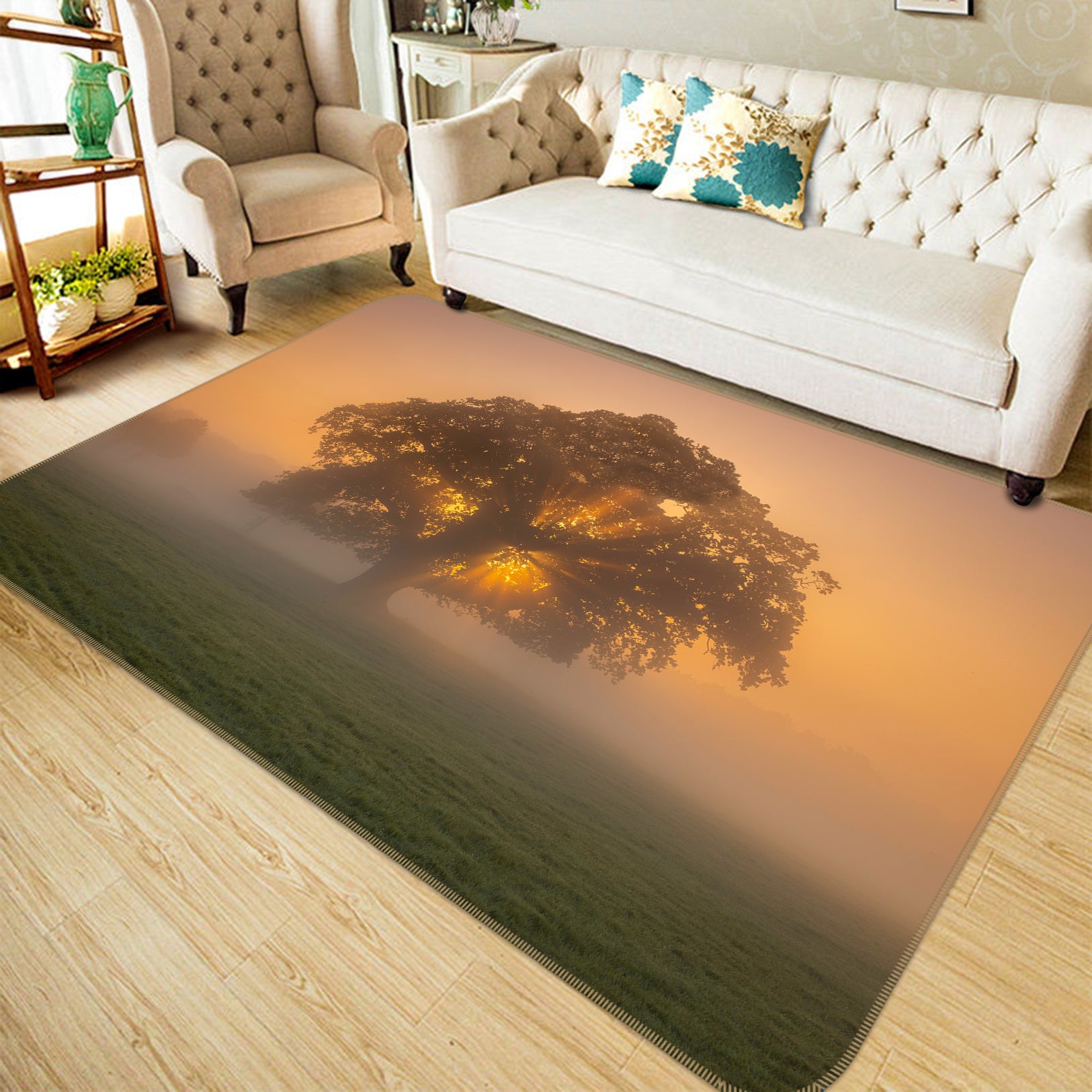 3D Misty Tree 130 Assaf Frank Rug Non Slip Rug Mat