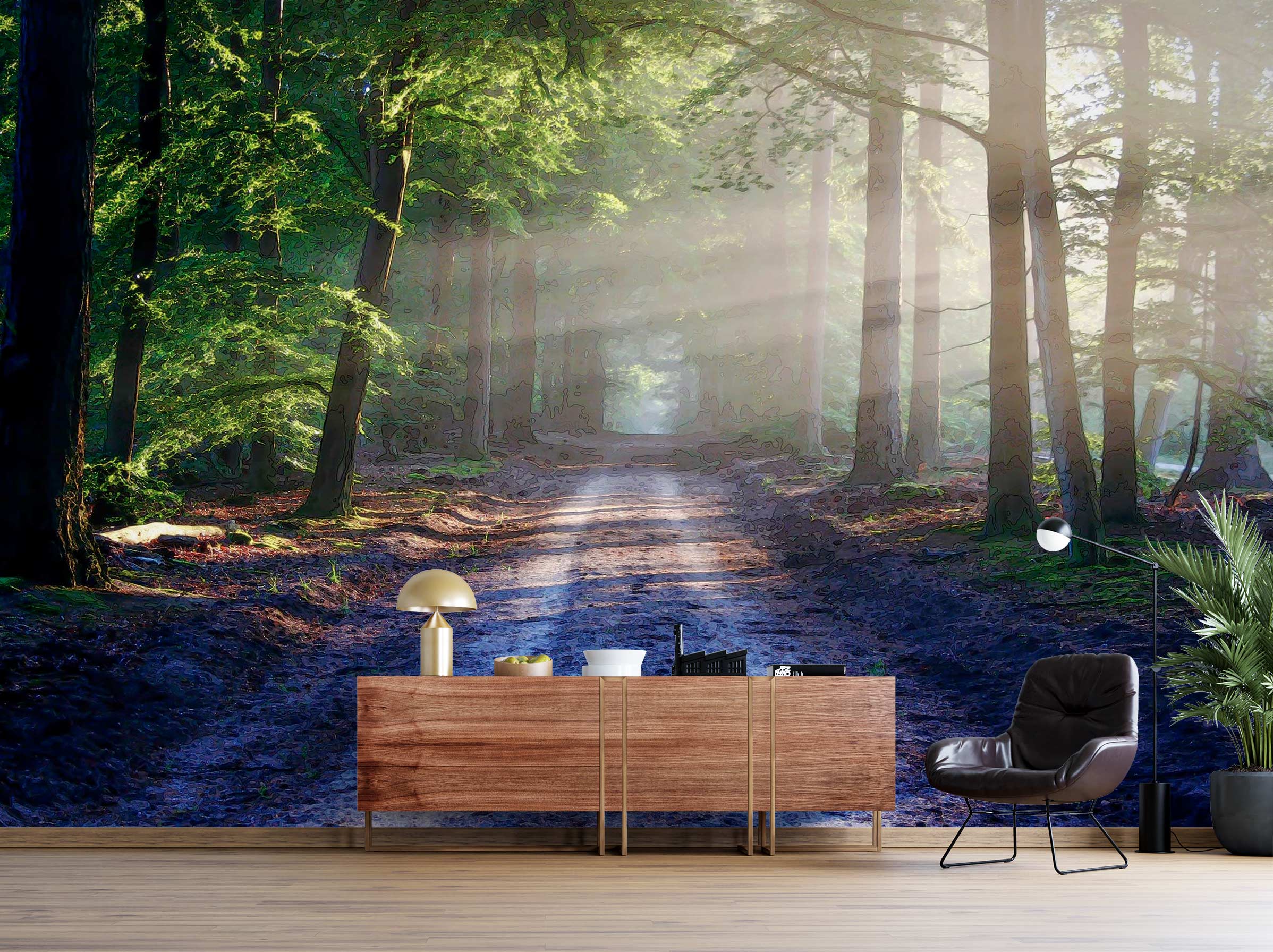 3D Sunny Woods Path 9103 Alius Herb Wall Mural Wall Murals