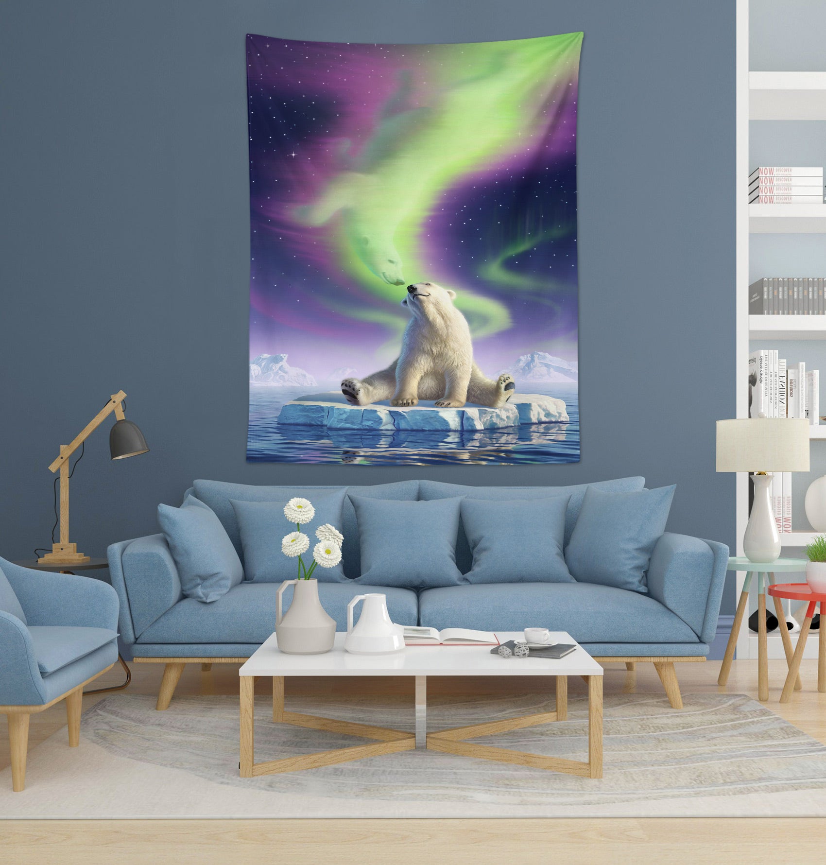 3D Polar Bear Aurora 111141 Jerry LoFaro Tapestry Hanging Cloth Hang