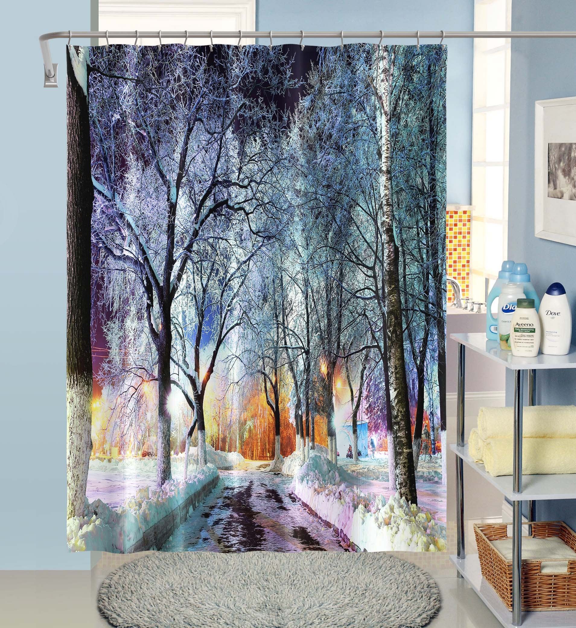 3D Park Snow 042 Shower Curtain 3D Shower Curtain AJ Creativity Home 