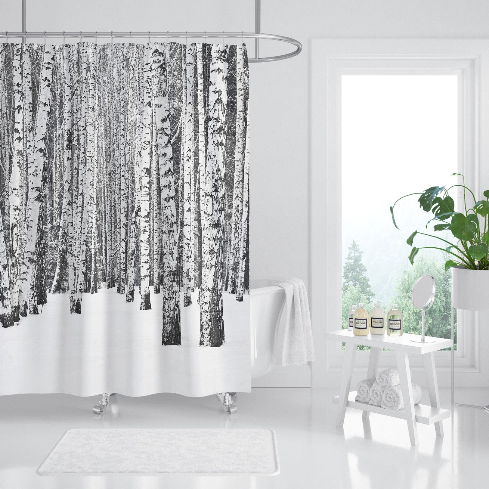 3D White Snow Tree 077 Shower Curtain 3D Shower Curtain AJ Creativity Home 