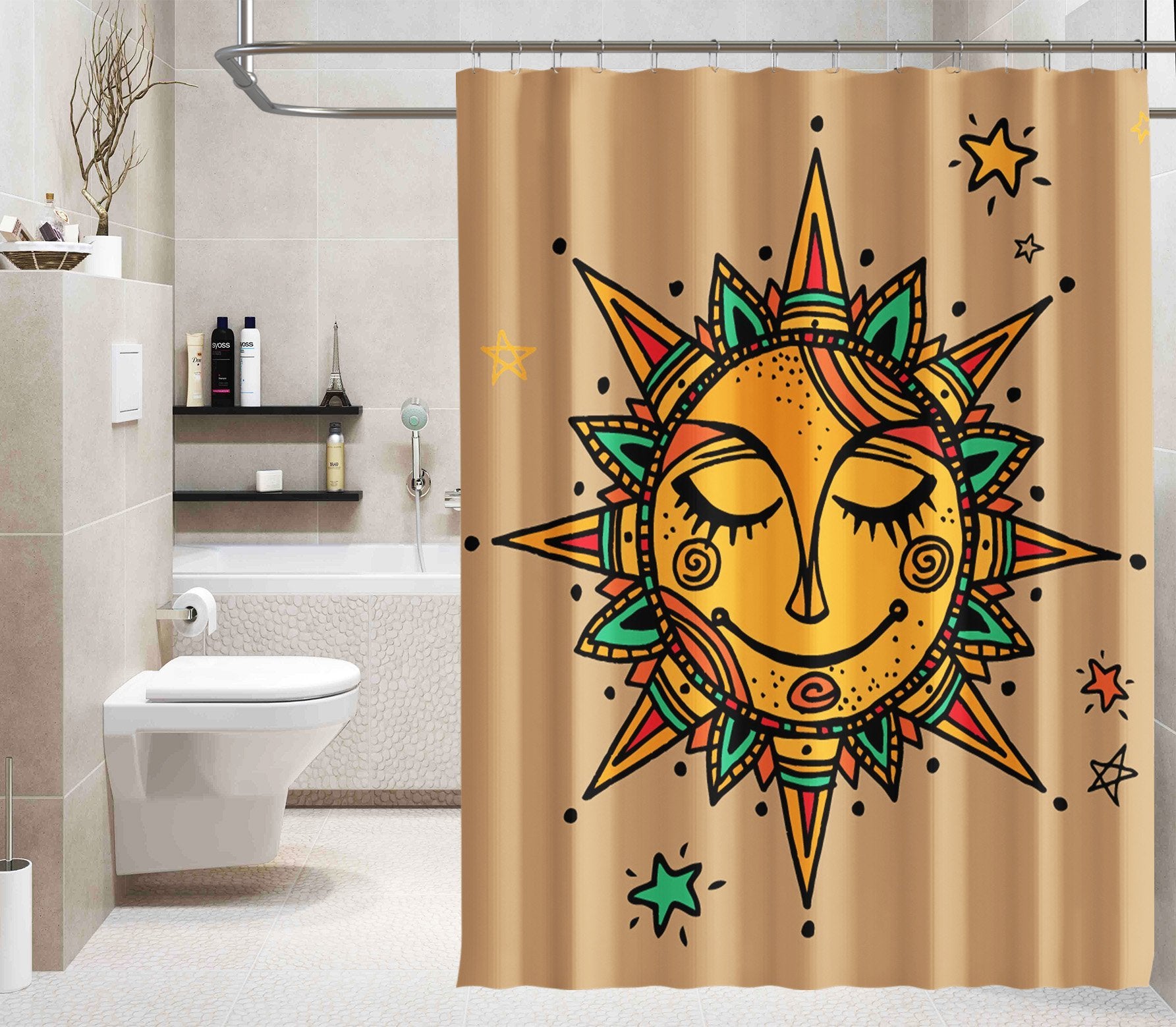 3D Round Face Painting 094 Shower Curtain 3D Shower Curtain AJ Creativity Home 