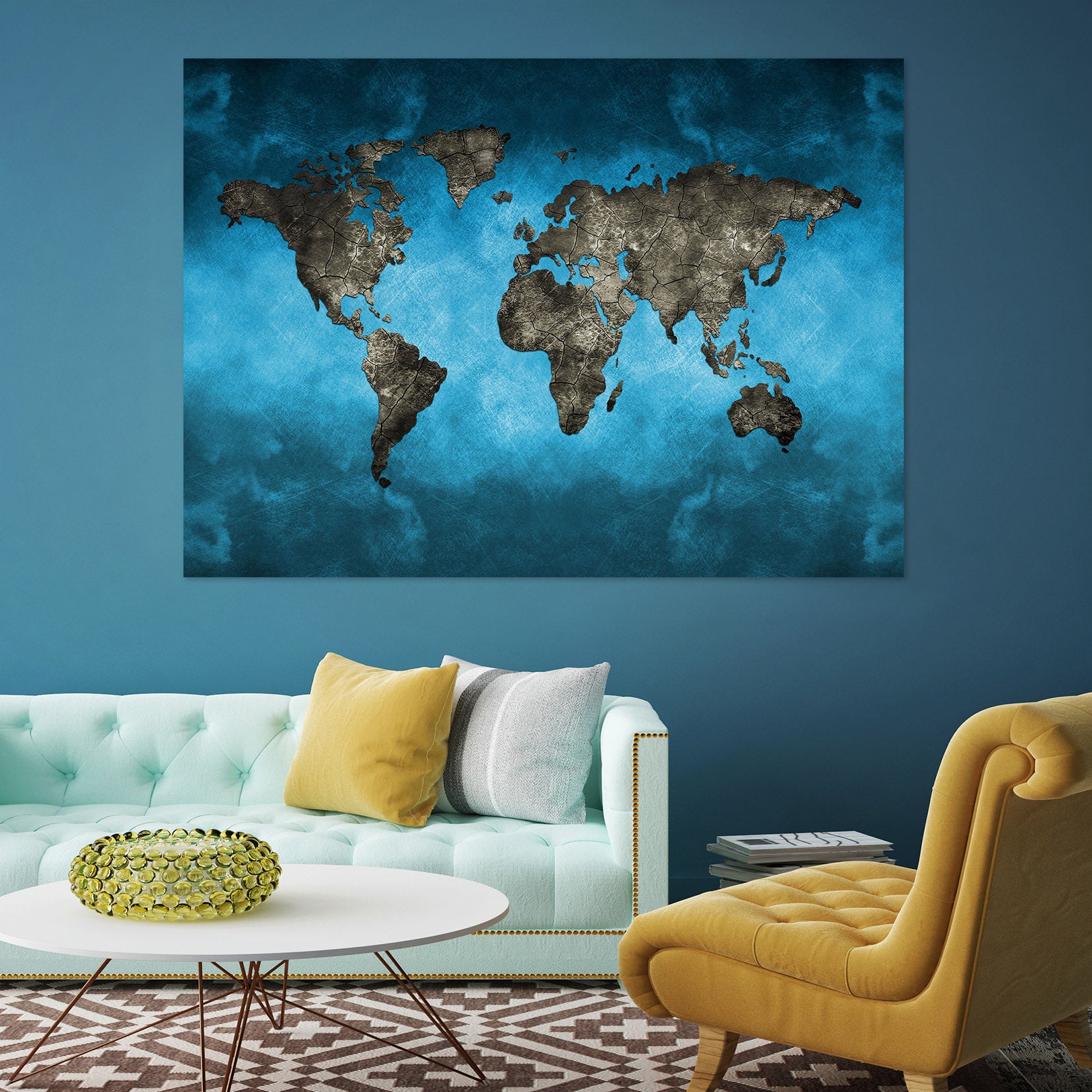 3D Sea Island 108 World Map Wall Sticker