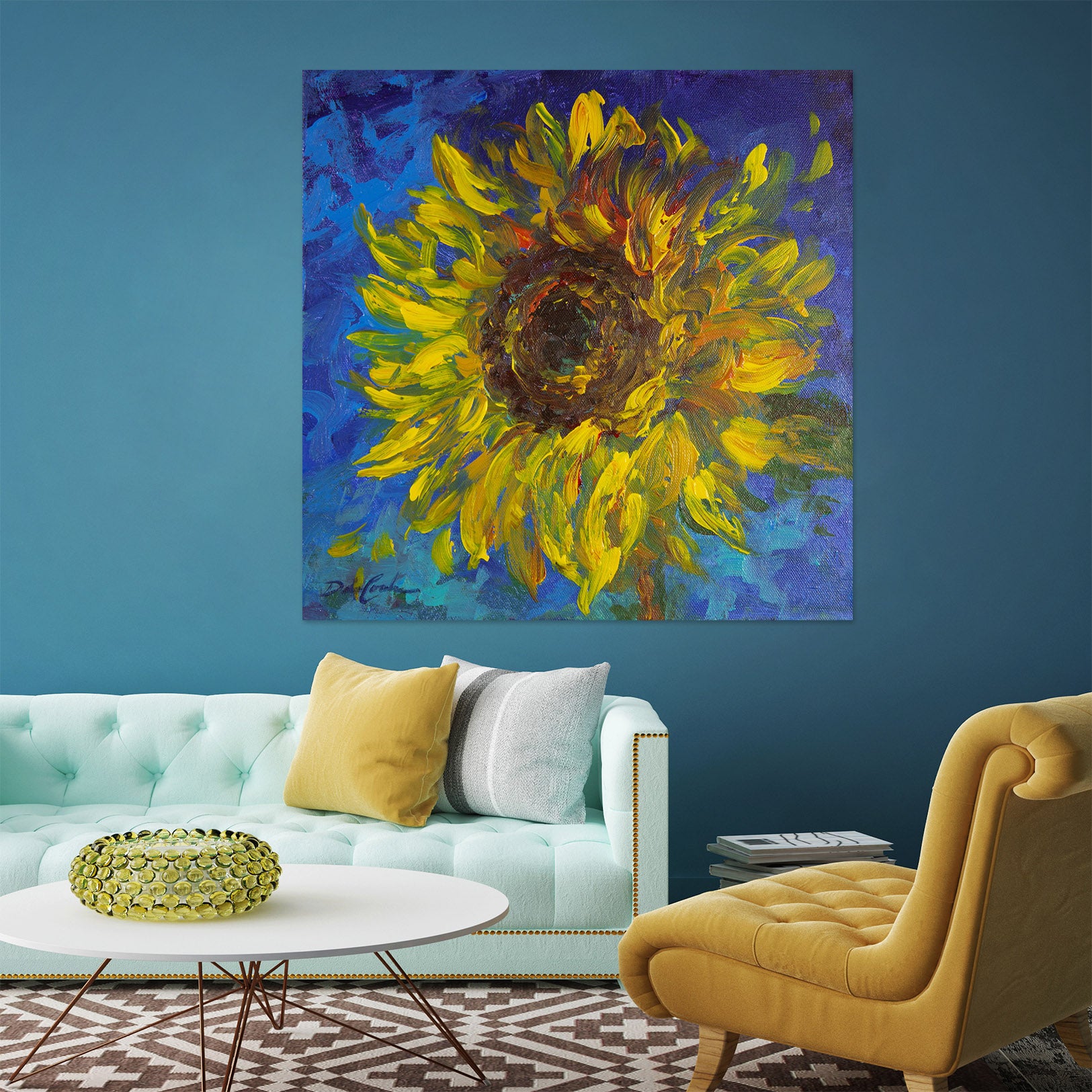 3D Sunflower Oil Painting 018 Debi Coules Wall Sticker