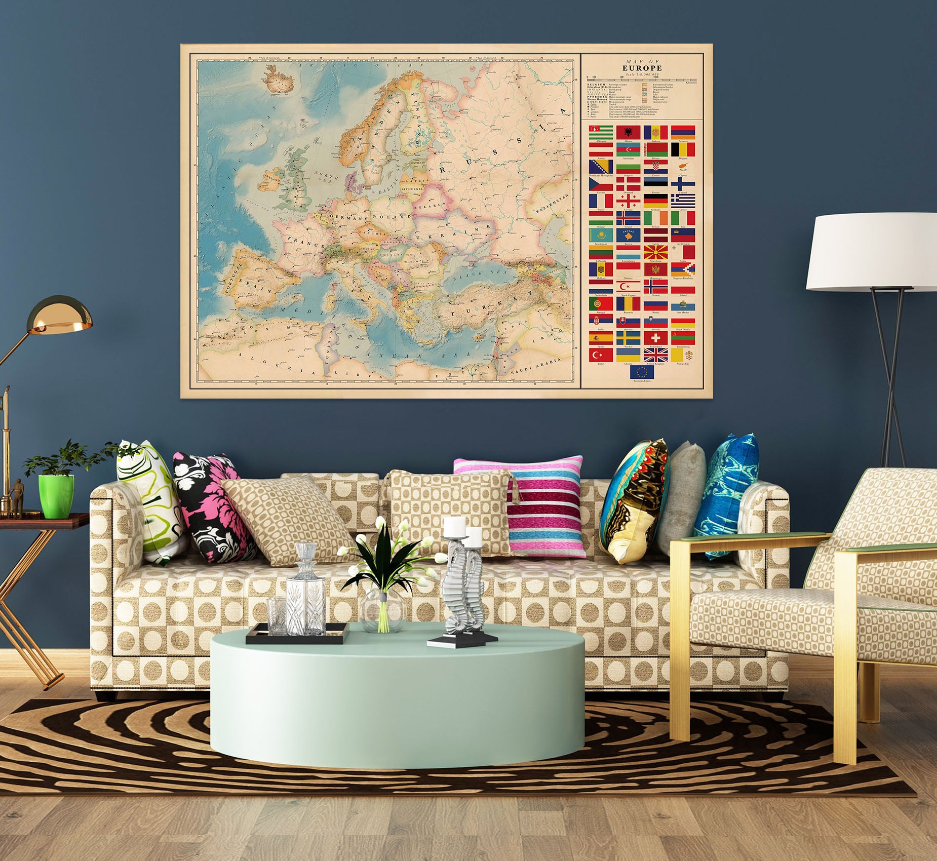 3D Sea Coastline 107 World Map Wall Sticker