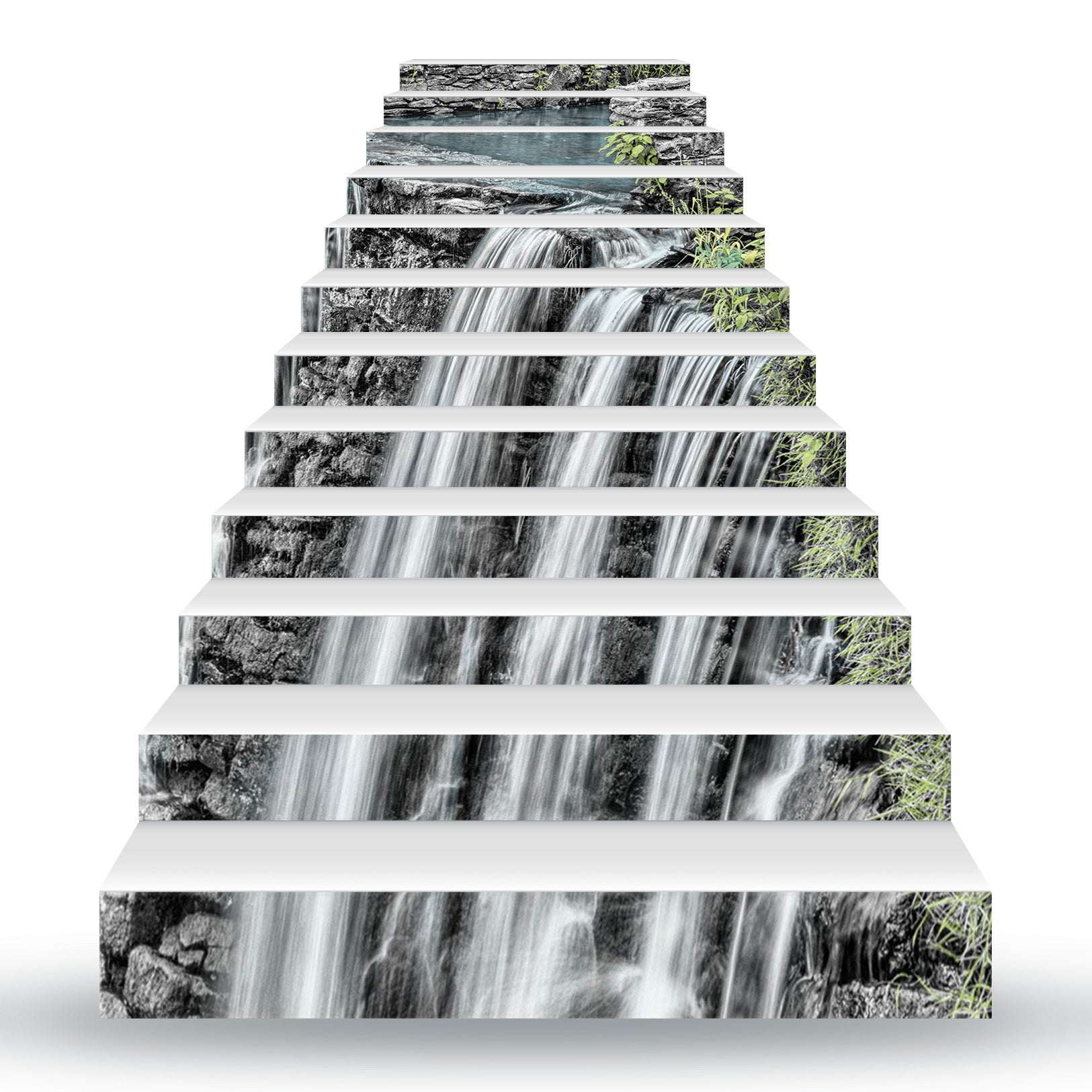 3D Magnificent Waterfall 122 Stair Risers