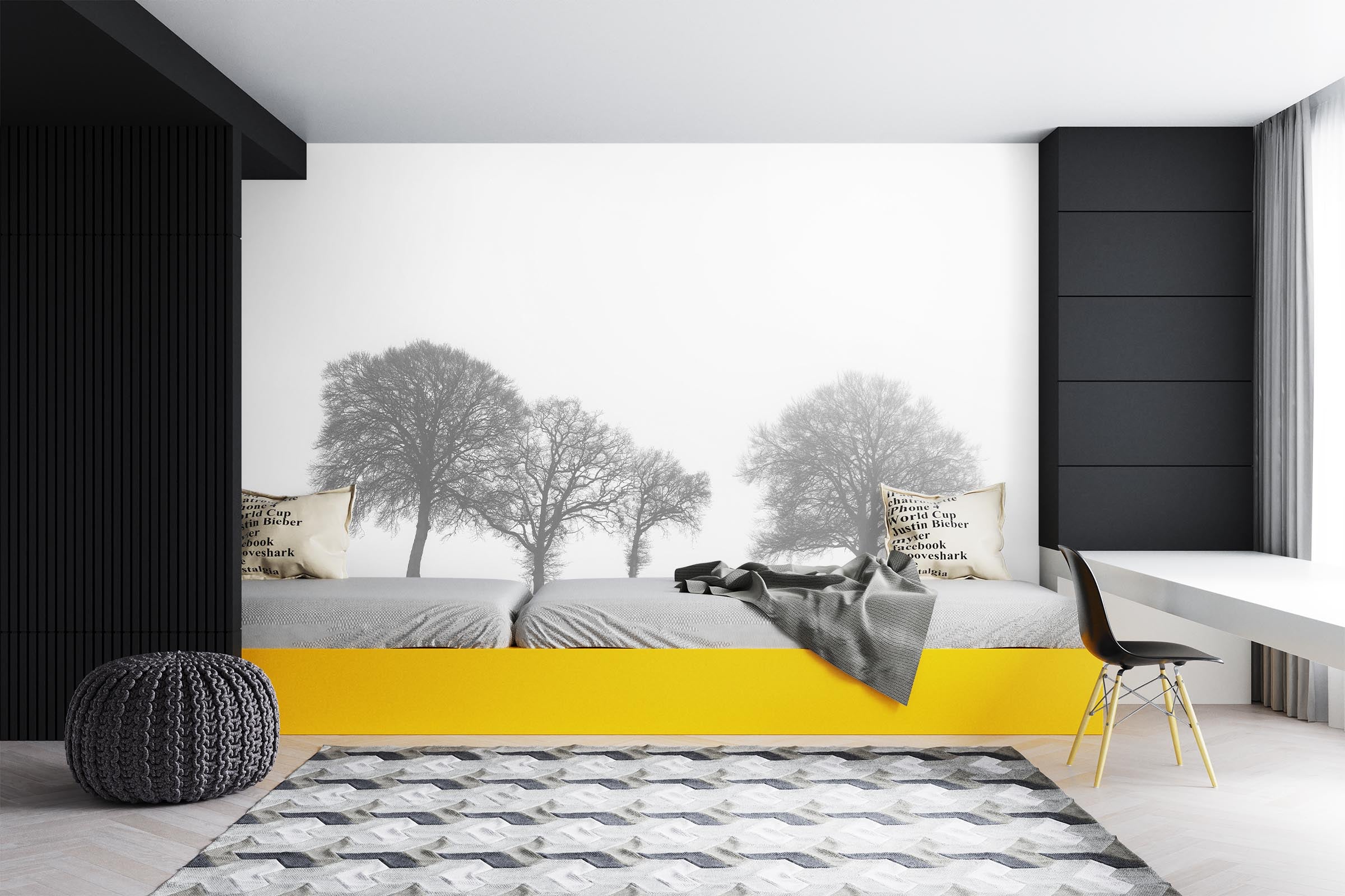 3D Gray Trees 6158 Assaf Frank Wall Mural Wall Murals