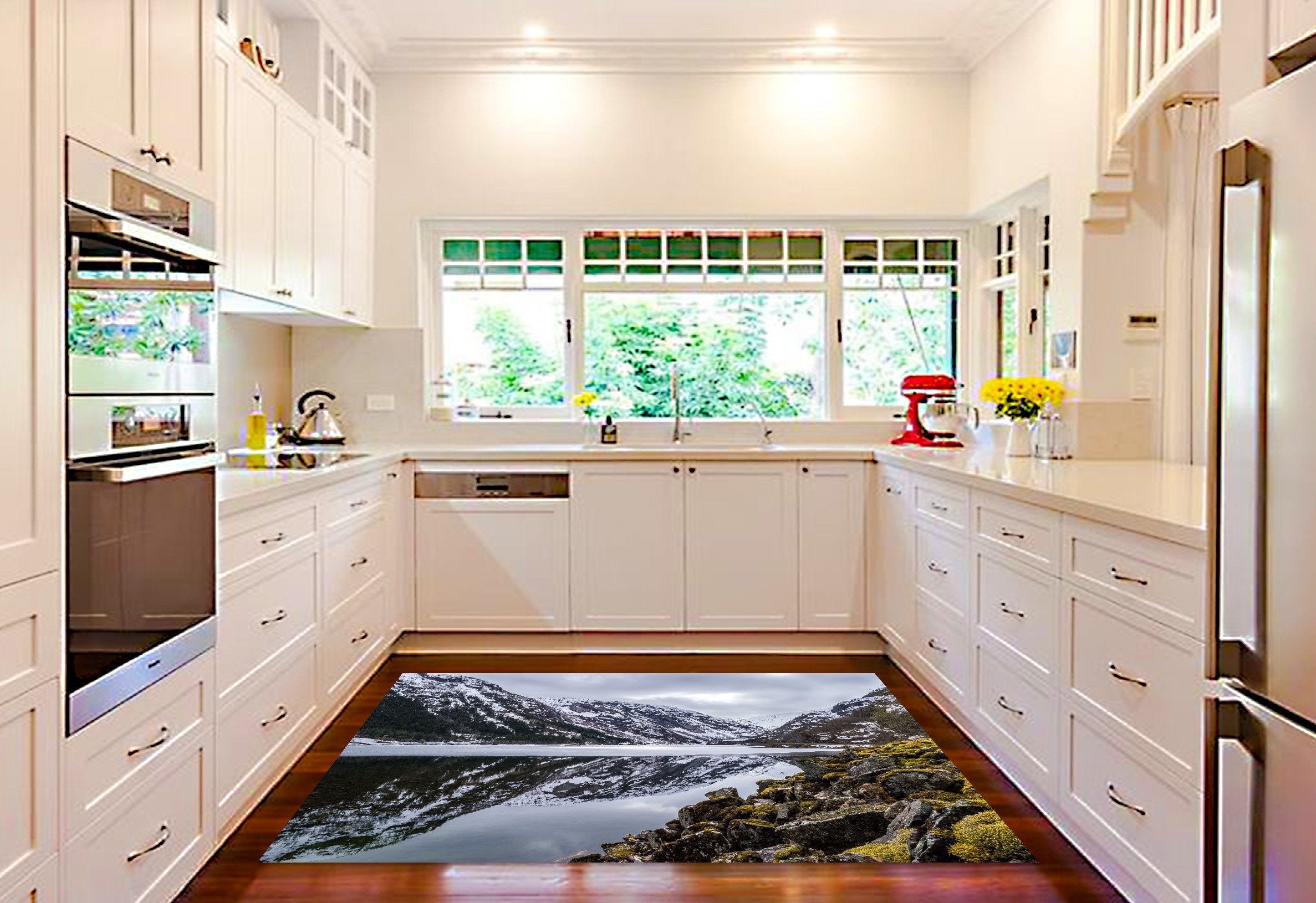 3D Snow Mountain Lake 614 Kitchen Mat Floor Mural Wallpaper AJ Wallpaper 