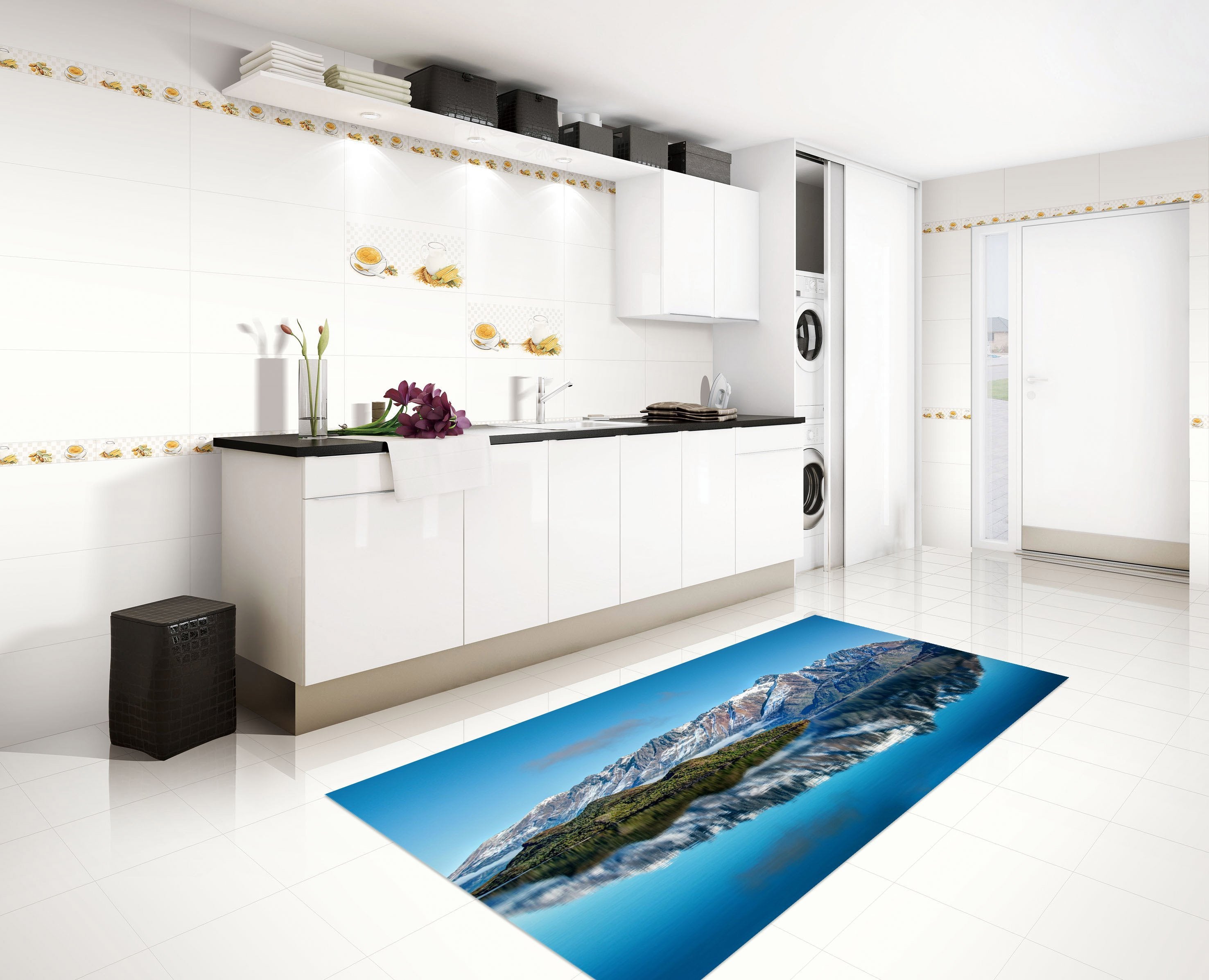 3D Calm Lake Mountain Kitchen Mat Floor Mural Wallpaper AJ Wallpaper 