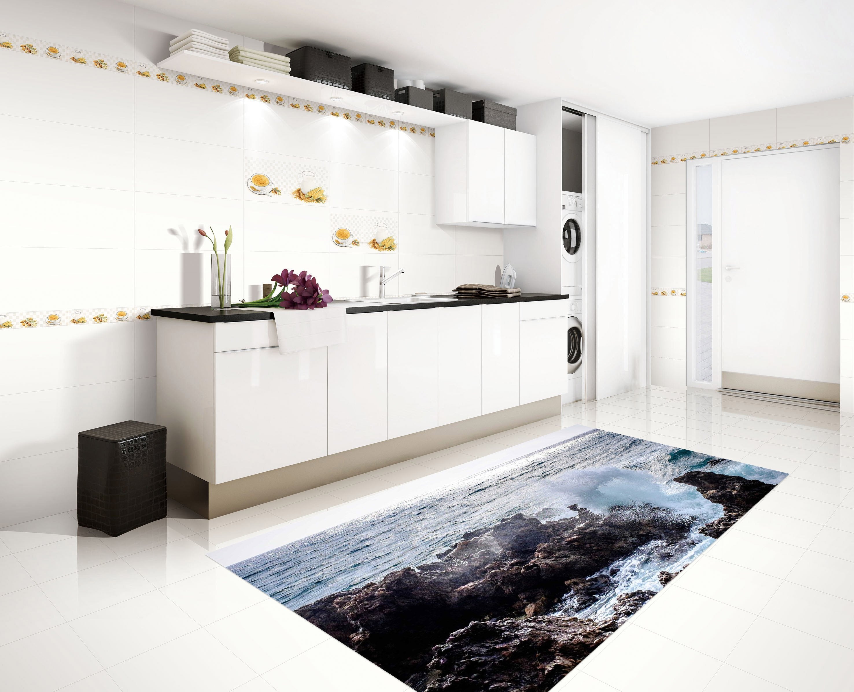 3D Sea Coast Waves 505 Kitchen Mat Floor Mural Wallpaper AJ Wallpaper 