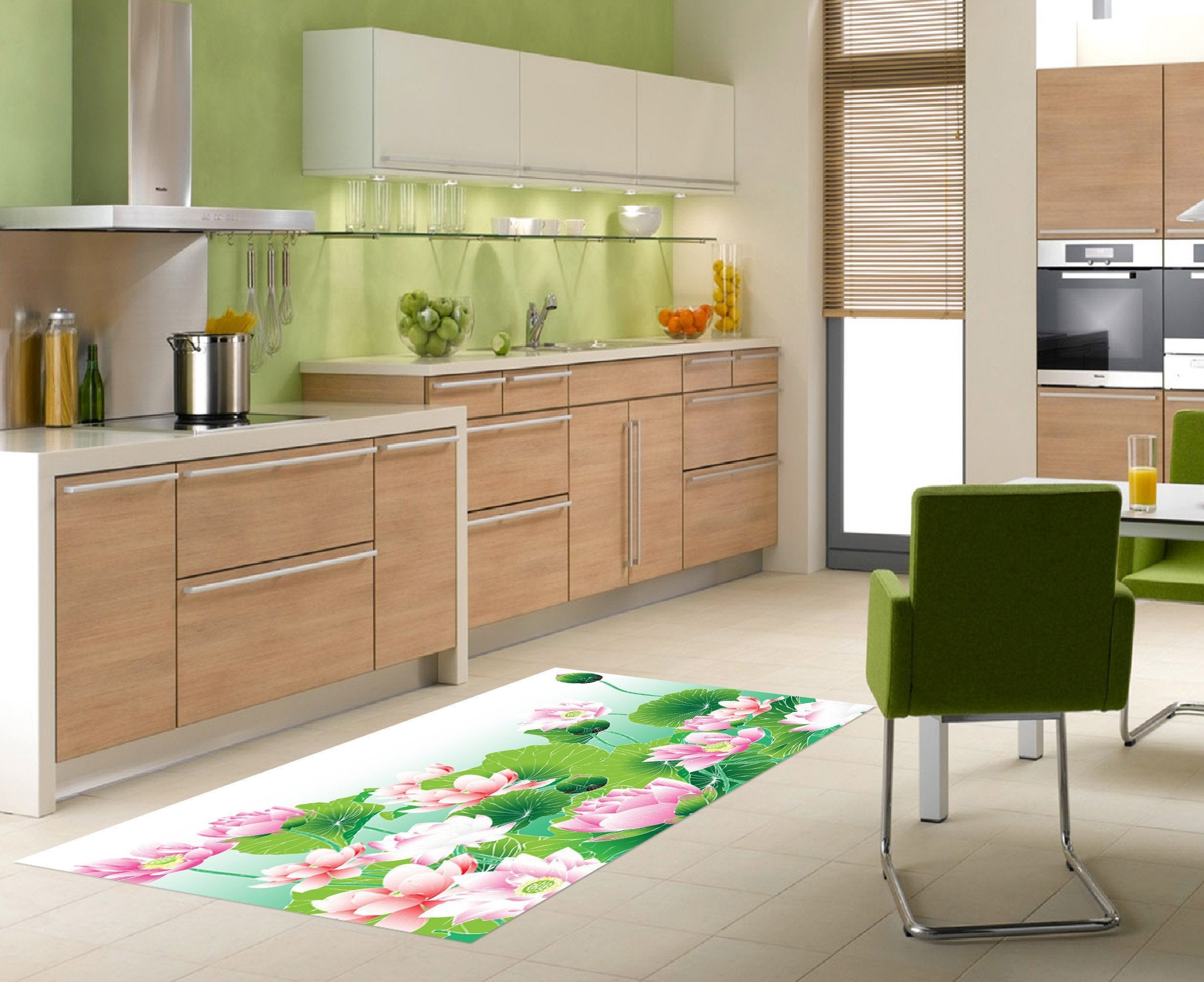 3D Lotus Flowers 637 Kitchen Mat Floor Mural Wallpaper AJ Wallpaper 