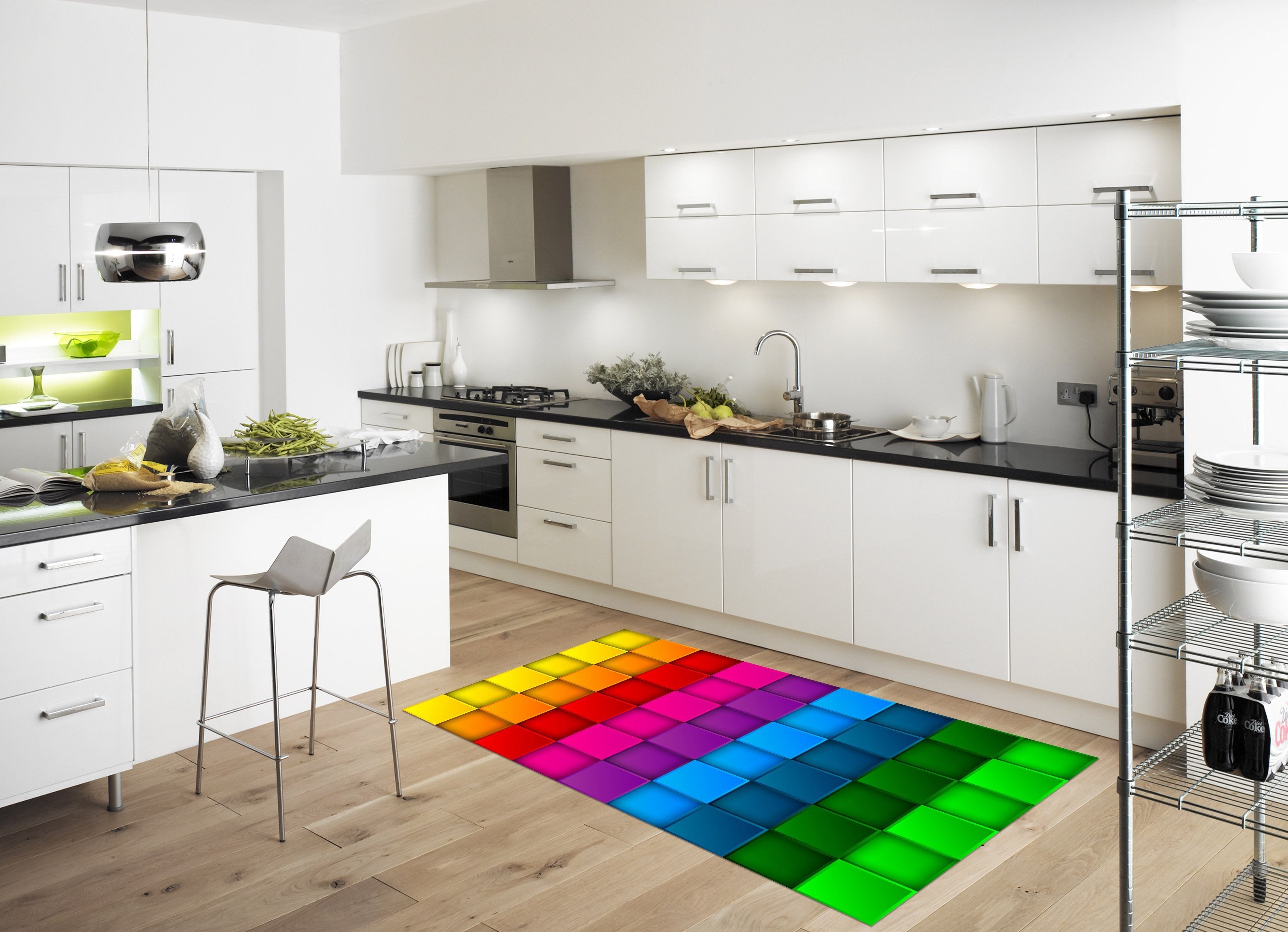 3D Colorful Squares 520 Kitchen Mat Floor Mural Wallpaper AJ Wallpaper 