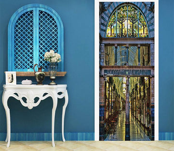 3D columns street corridor door mural Wallpaper AJ Wallpaper 