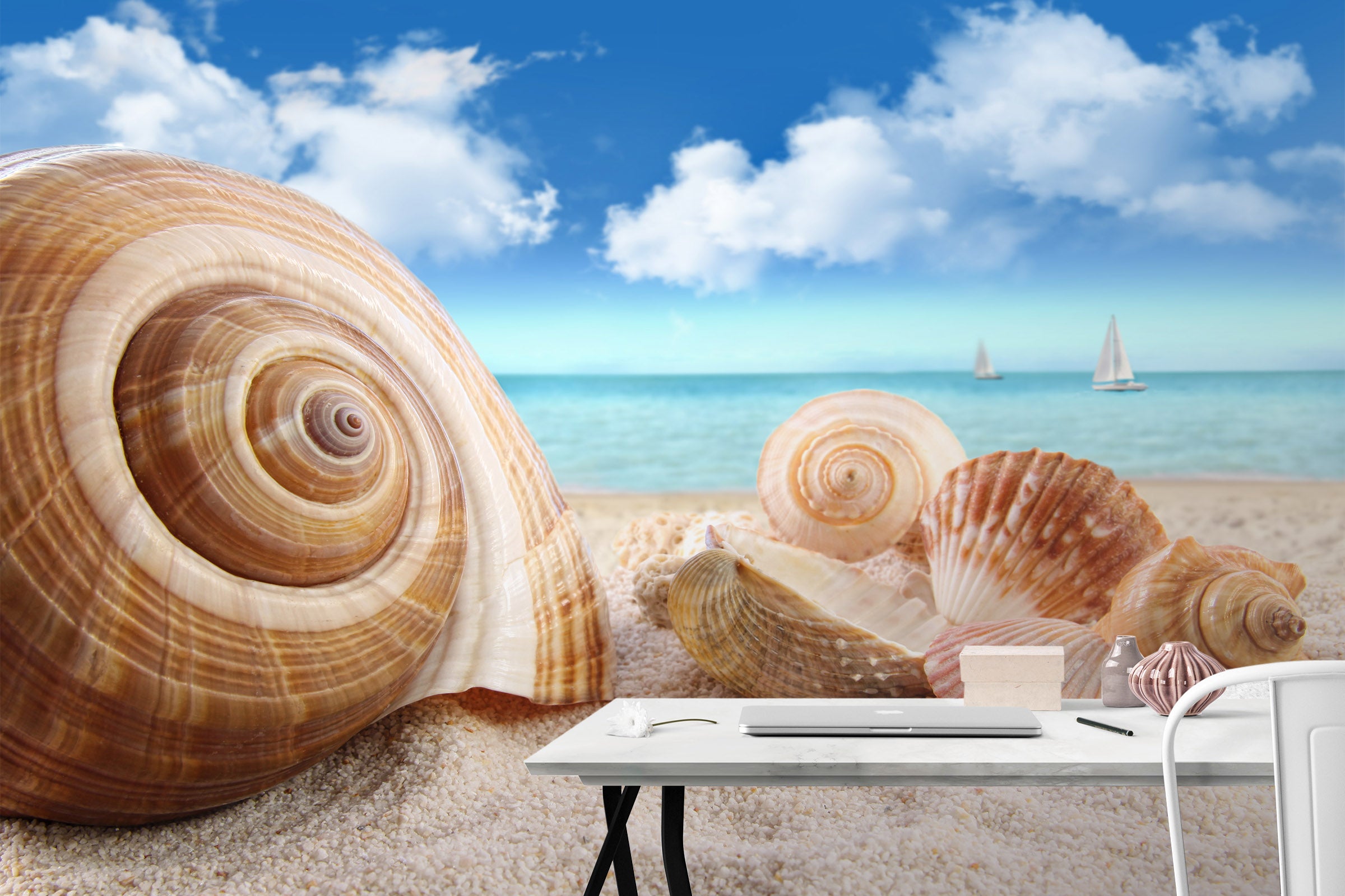 3D Beach Conch 387 Wall Murals