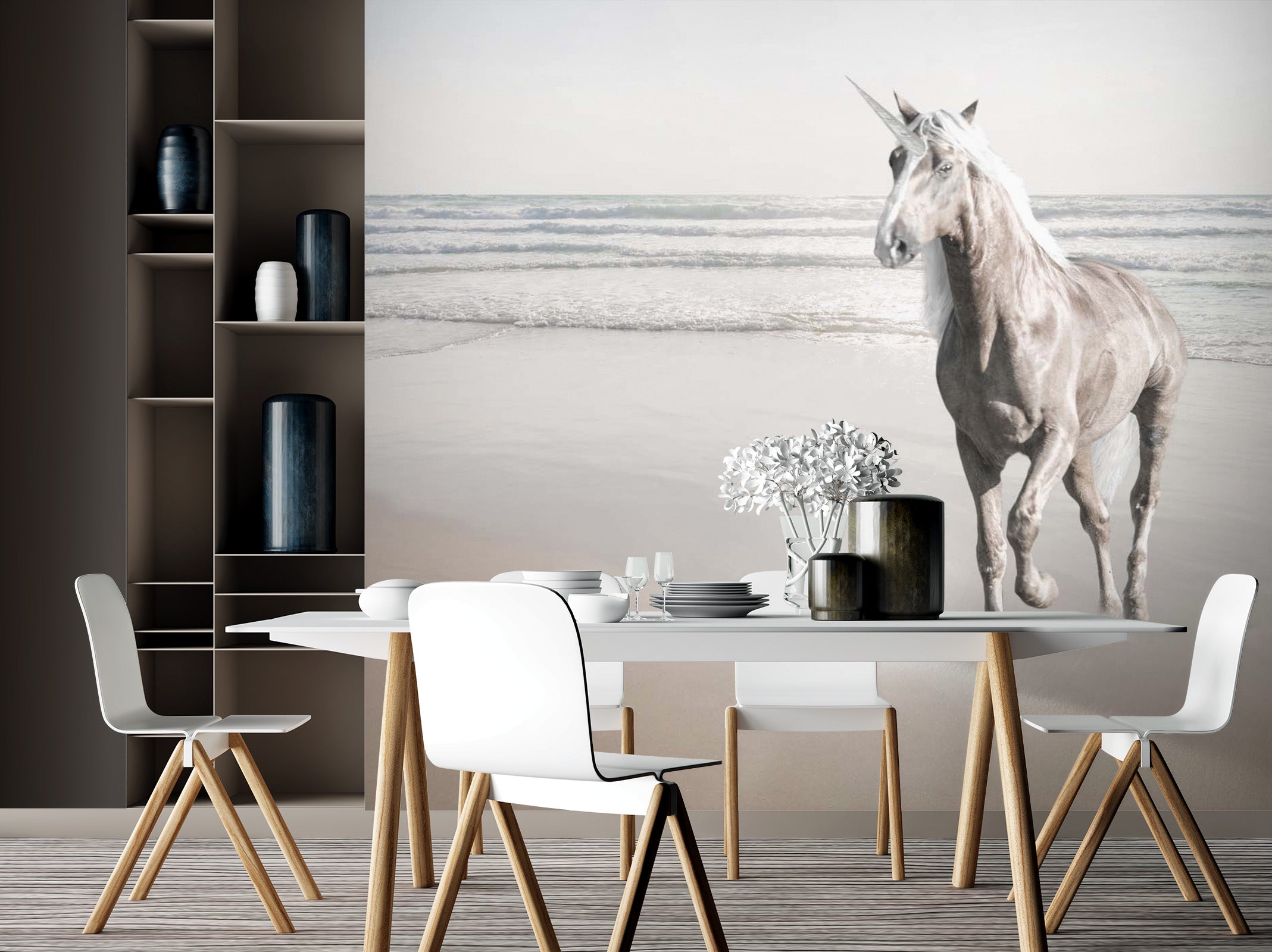 3D Sea White Horse 001 Assaf Frank Wall Mural Wall Murals