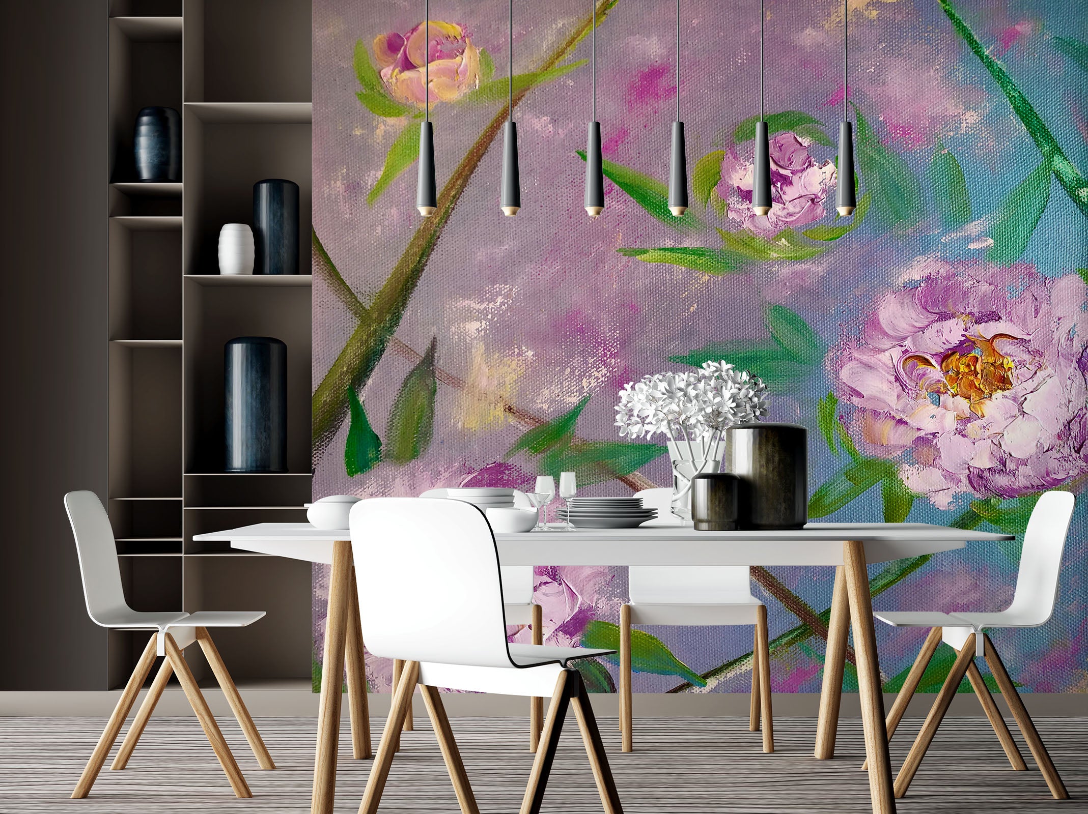 3D Purple Flower Leaves 215 Skromova Marina Wall Mural Wall Murals