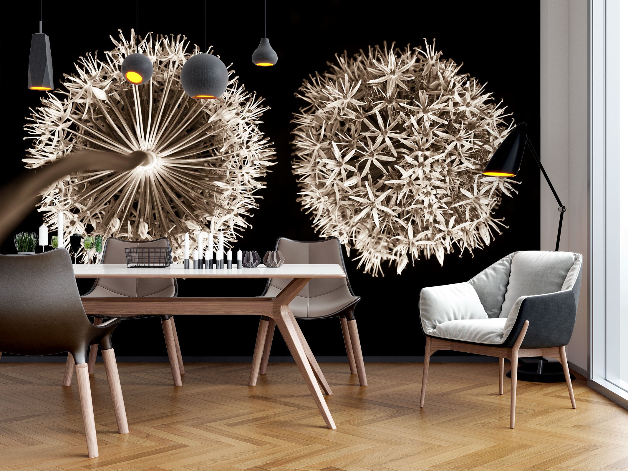 3D Gray Dandelion 6201 Assaf Frank Wall Mural Wall Murals