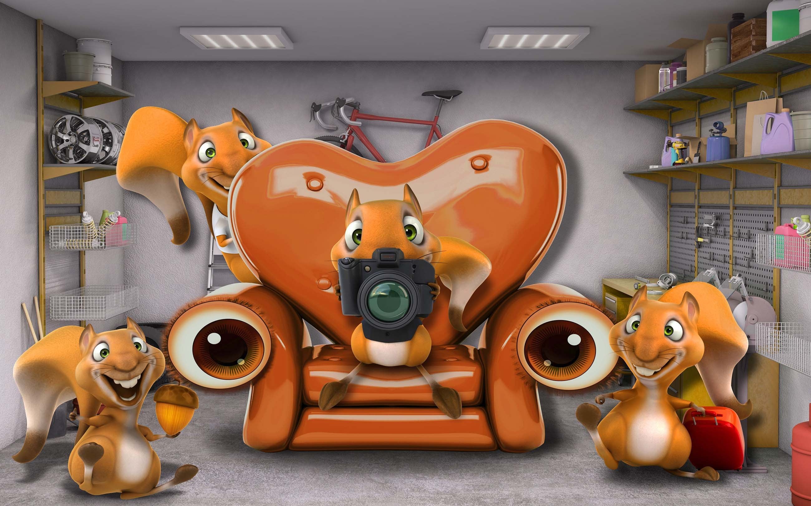 3D Squirrels Sofa 406 Garage Door Mural Wallpaper AJ Wallpaper 