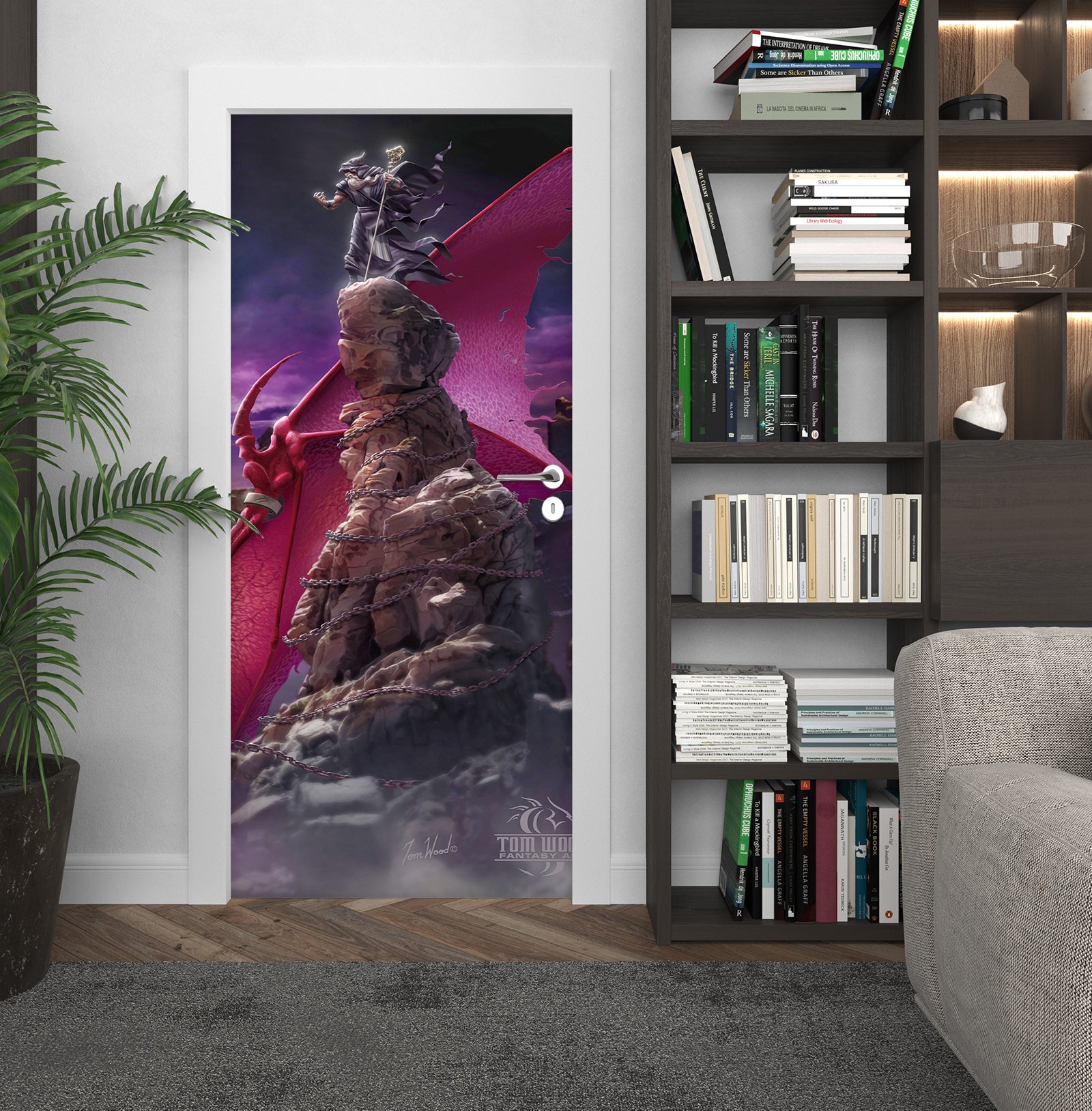 3D Stone Dragon 601 Tom Wood Door Mural