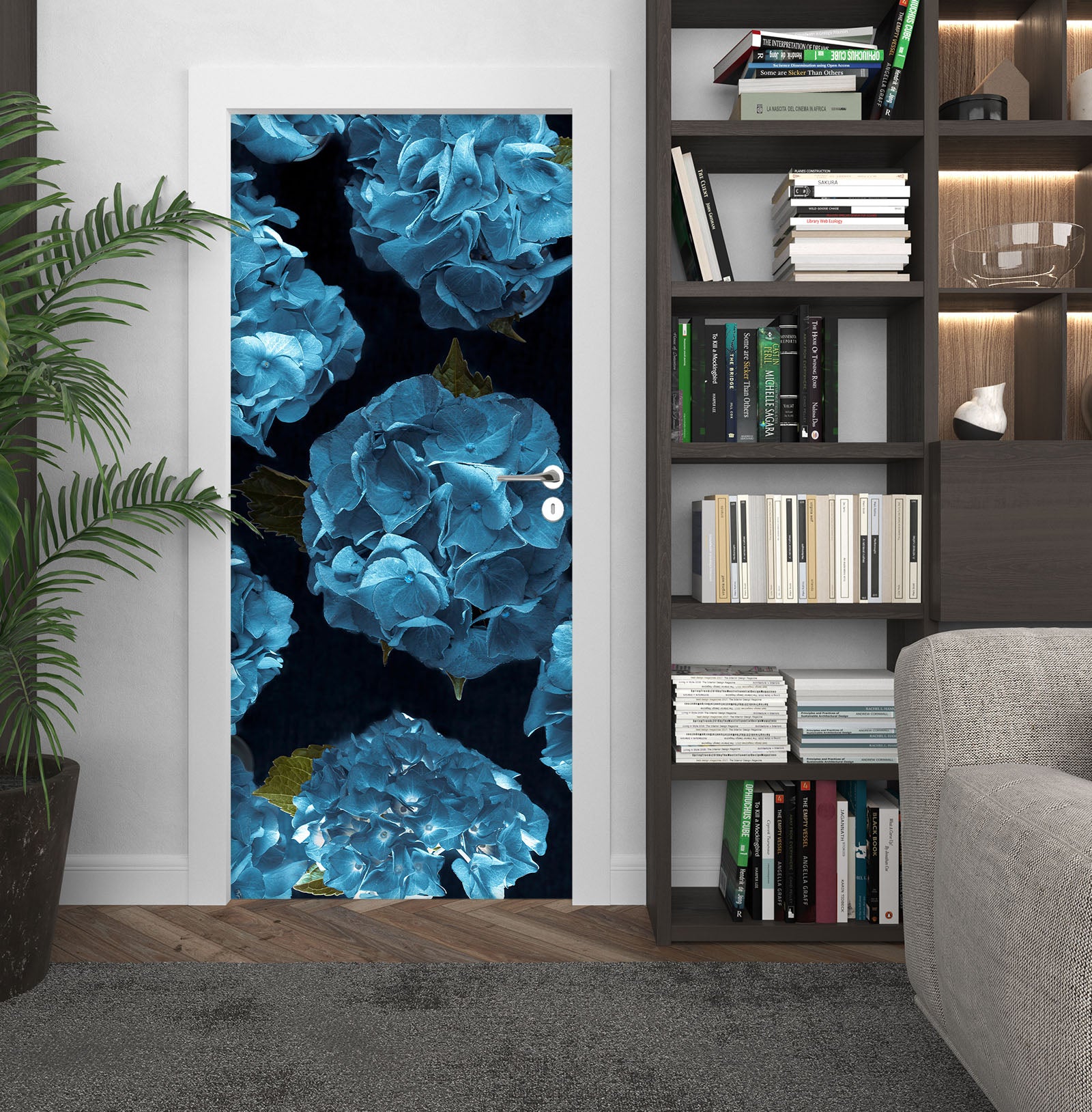 3D Blue Flowers 5047 Assaf Frank Door Mural