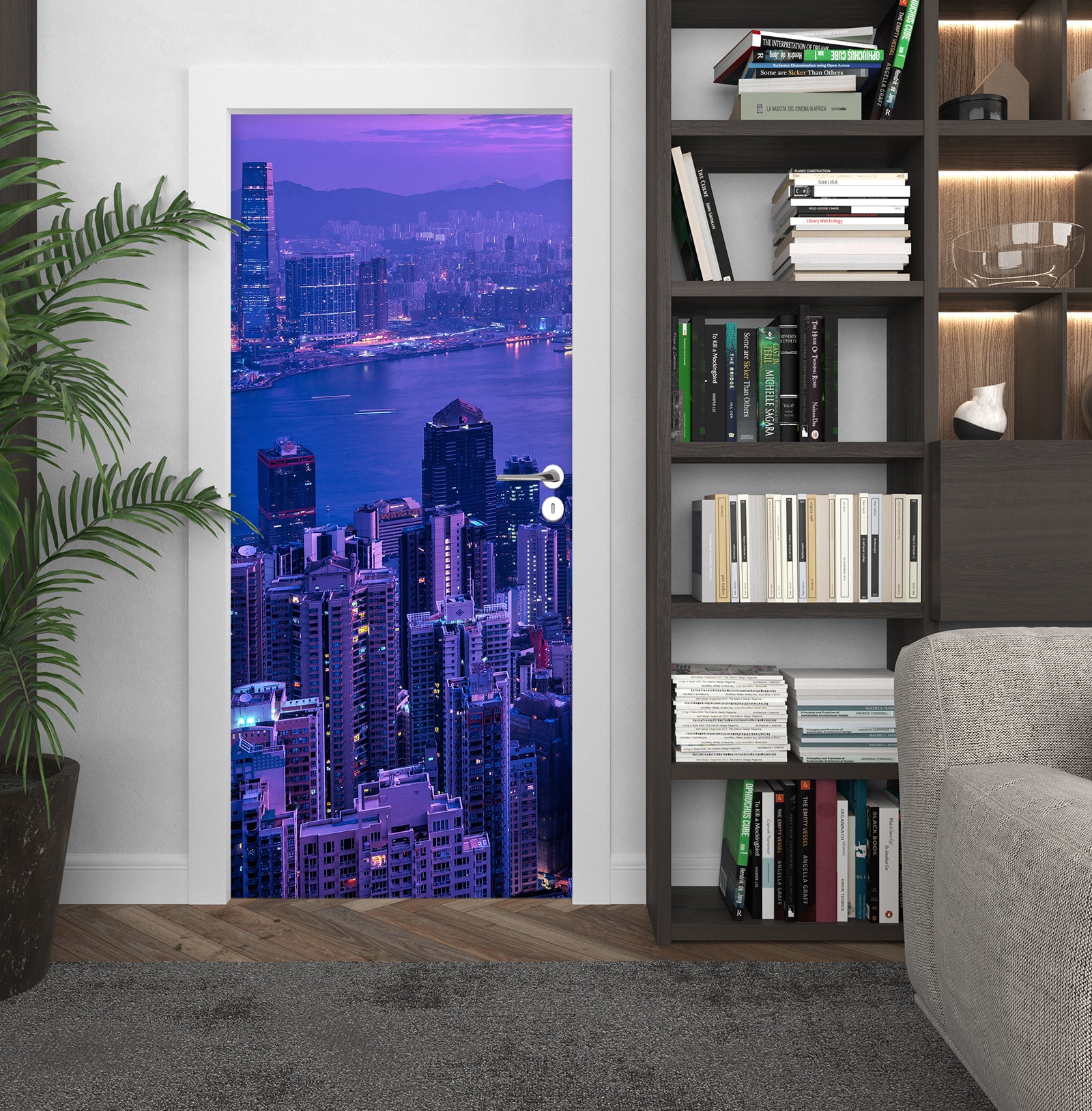 3D High-Rise Buildings Night 119133 Marco Carmassi Door Mural