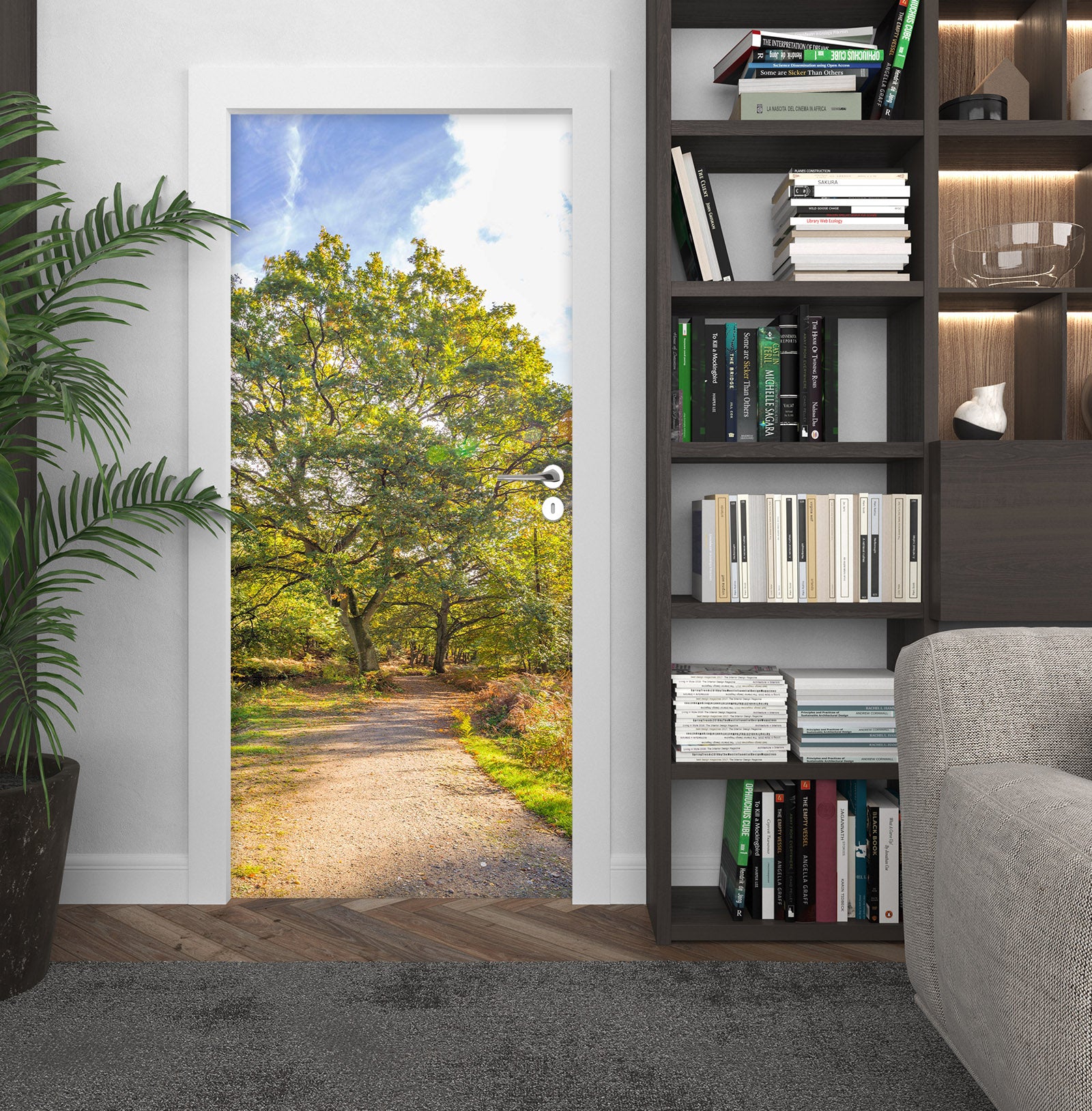 3D Road Grass Trees 101190 Assaf Frank Door Mural