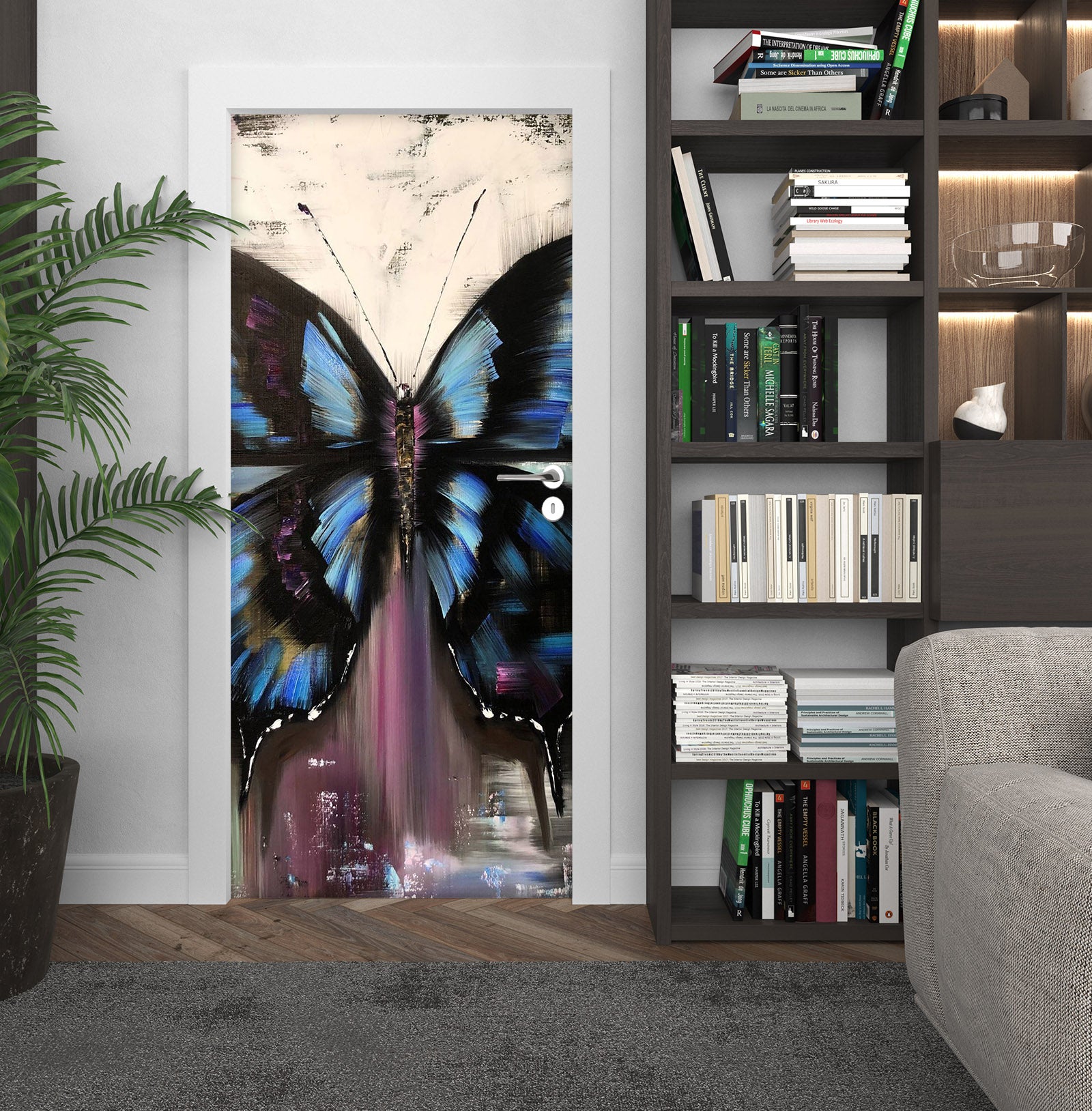 3D Black Butterfly 3320 Skromova Marina Door Mural