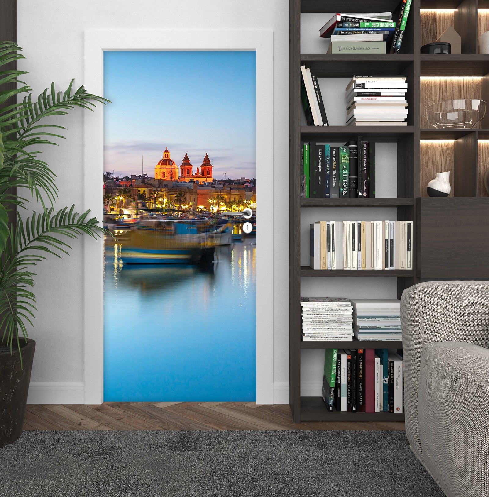 3D Water Surface Boat 10623 Assaf Frank Door Mural