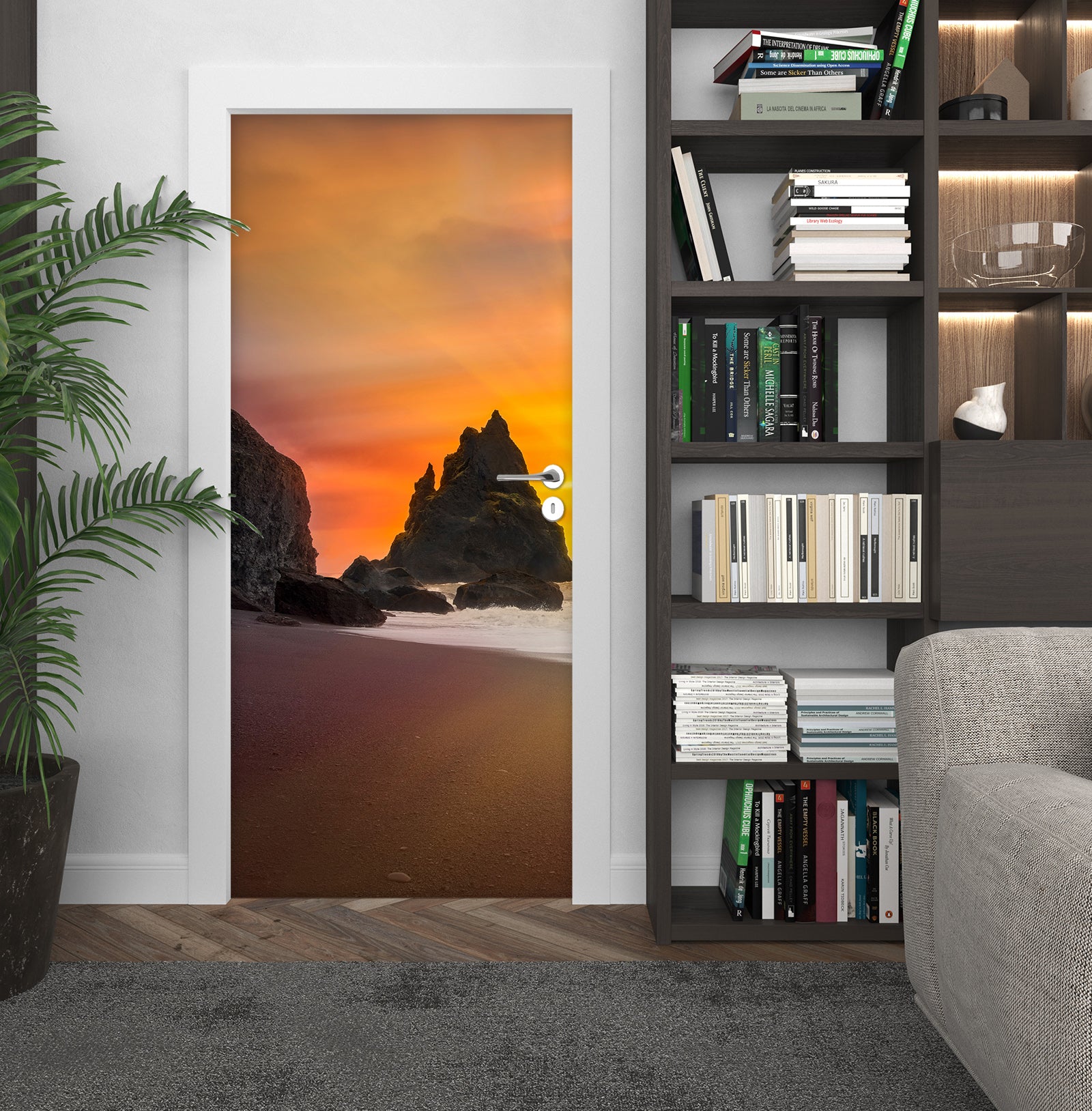 3D Sunset Beach Stones 11567 Marco Carmassi Door Mural